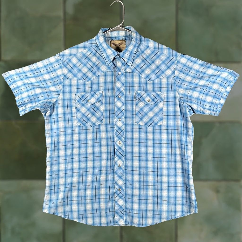 Wrangler Wrangler Shirt Mens M Blue Plaid Western Pearl Snap Short Sleeve Cowboys Casual Western Shirt Mens Medium Blue Plaid Size US M / EU 48-50 / 2 - 1 Thumbnail