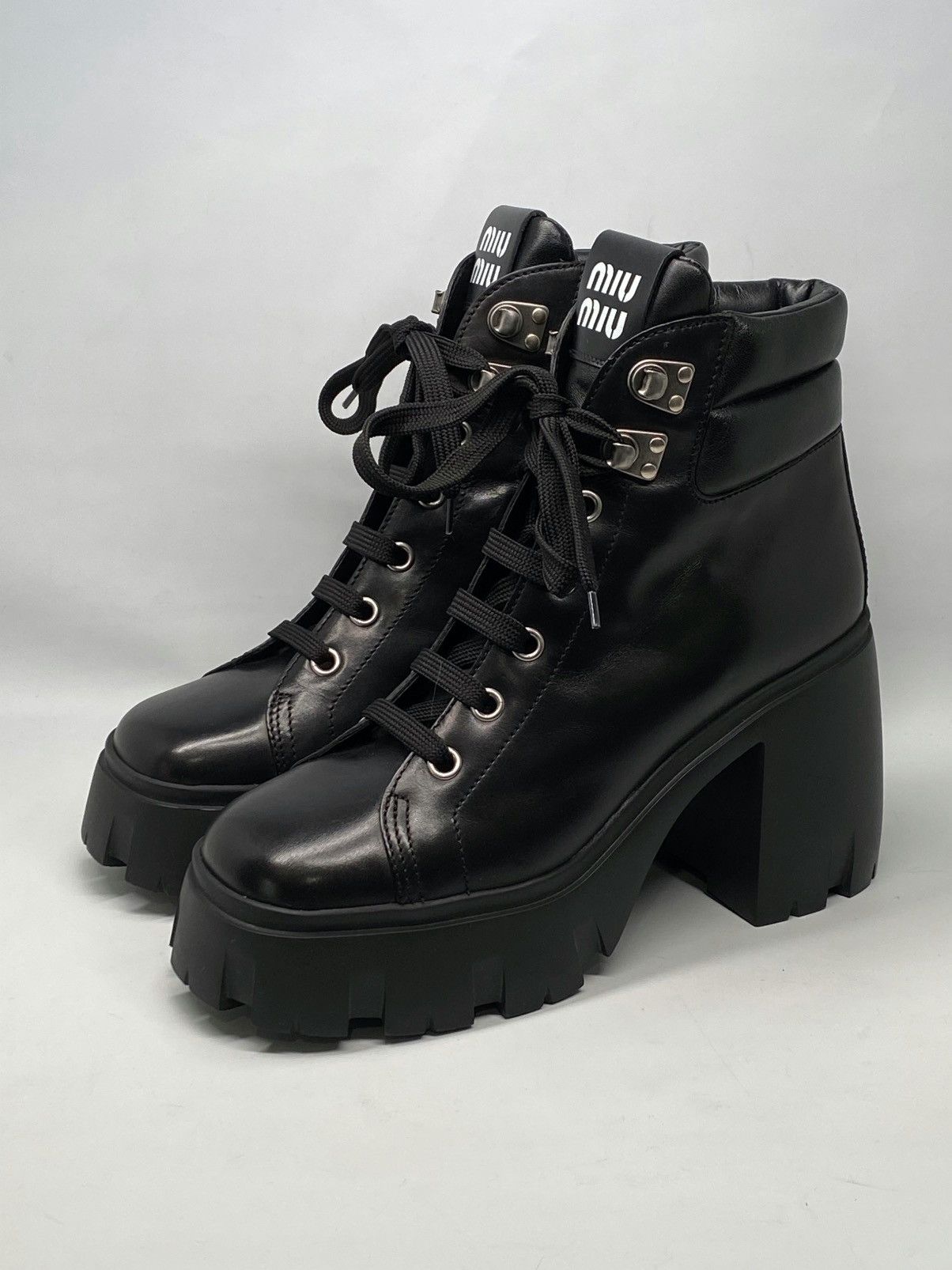 Miu Miu Miu Miu Block Heel Platform Combat Boots size 41 Size US 11 / IT 41 - 1 Thumbnail