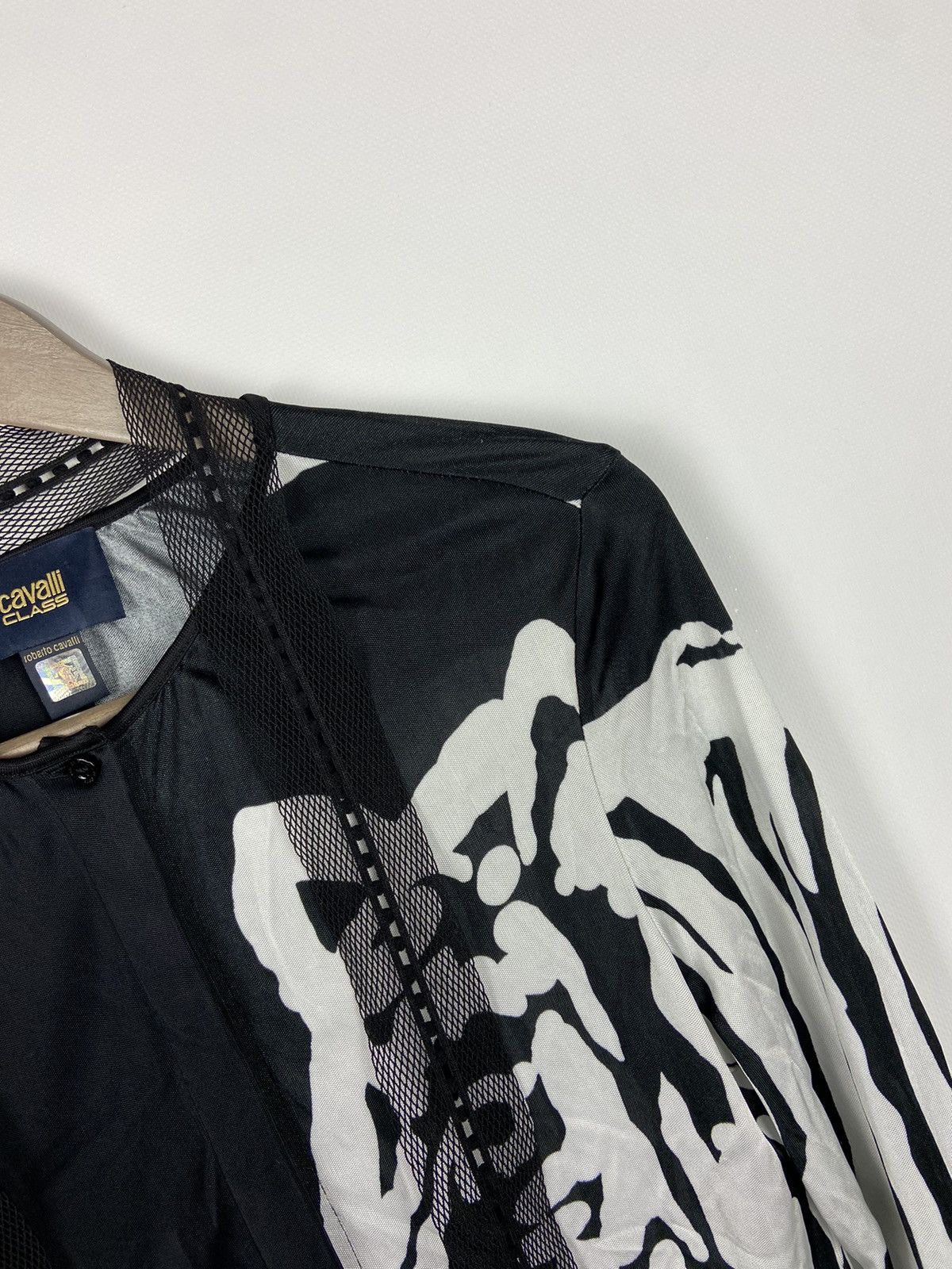 Cavalli Class × Designer Cavalli Class Black Womens Blouse Button Roberto Cavalli Size M / US 6-8 / IT 42-44 - 4 Thumbnail