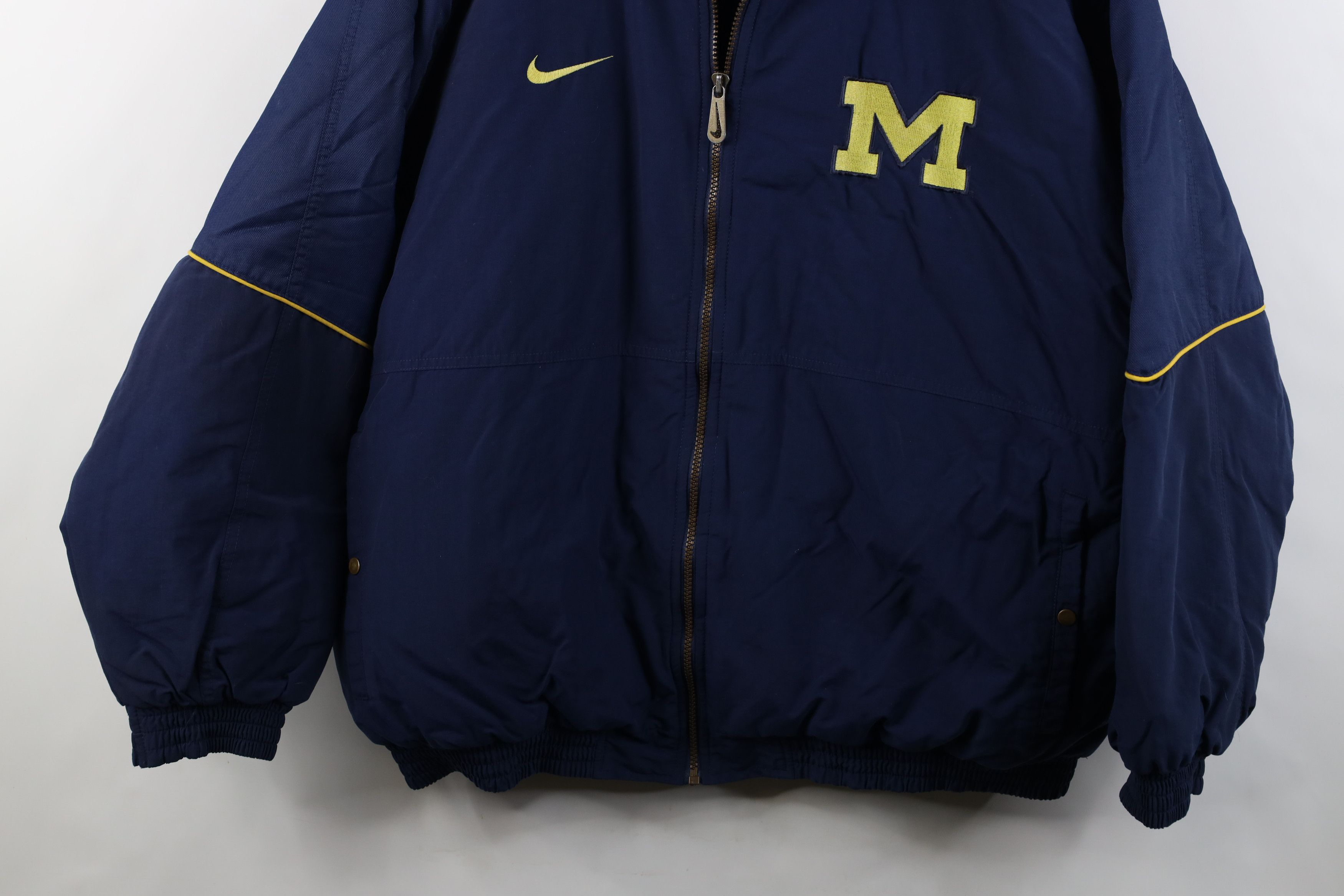 Nike Vintage 90s Nike University of Michigan Bomber Jacket Blue Size US XL / EU 56 / 4 - 3 Thumbnail