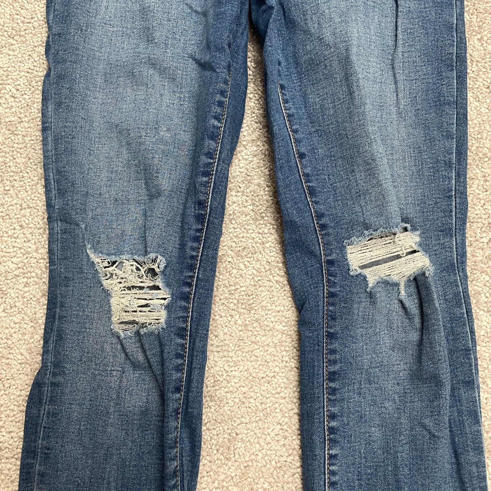 Vintage Tahari Jeans Women 4 Skinny Mid Rise Distressed Denim 27x26 Blue 4/27 Regular Size 27" / US 4 / IT 40 - 6 Thumbnail