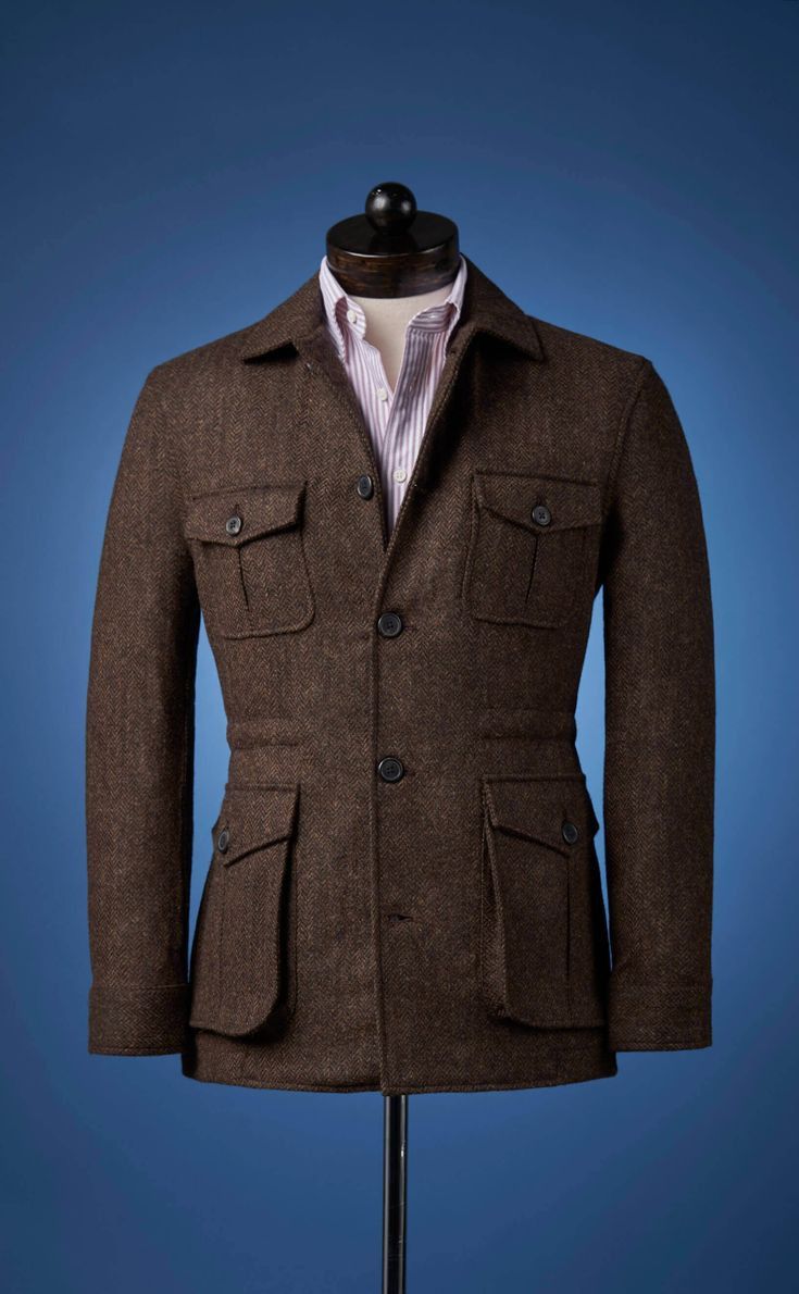 Spier And Mackay Spier and Mackay Dark Brown Herringbone Field Jacket ...