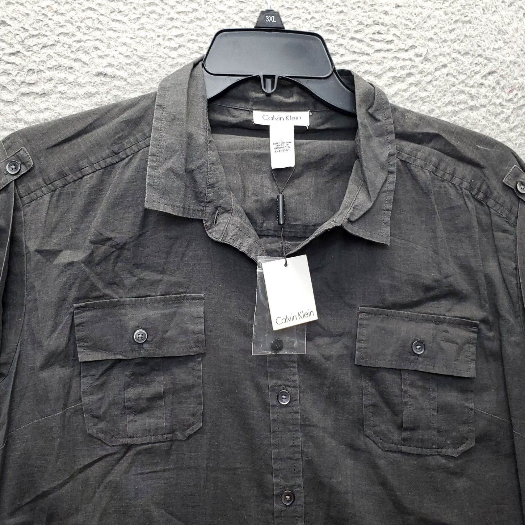 Calvin Klein Calvin Klein Shirt Women L Gray Collared Belted Waist Chest Pocket Button-Up Size L / US 10 / IT 46 - 5 Thumbnail