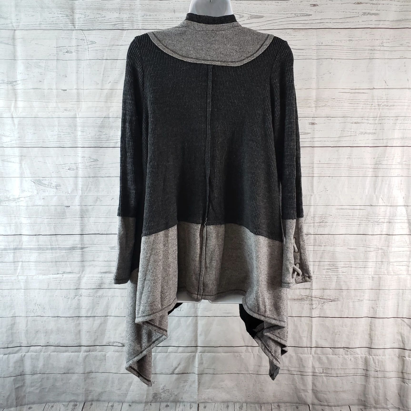 Vintage Knox Rose Cardigan Womens Sz Small Gray Open Front Long Sleeve Pockets Ribbed Size S / US 4 / IT 40 - 4 Thumbnail