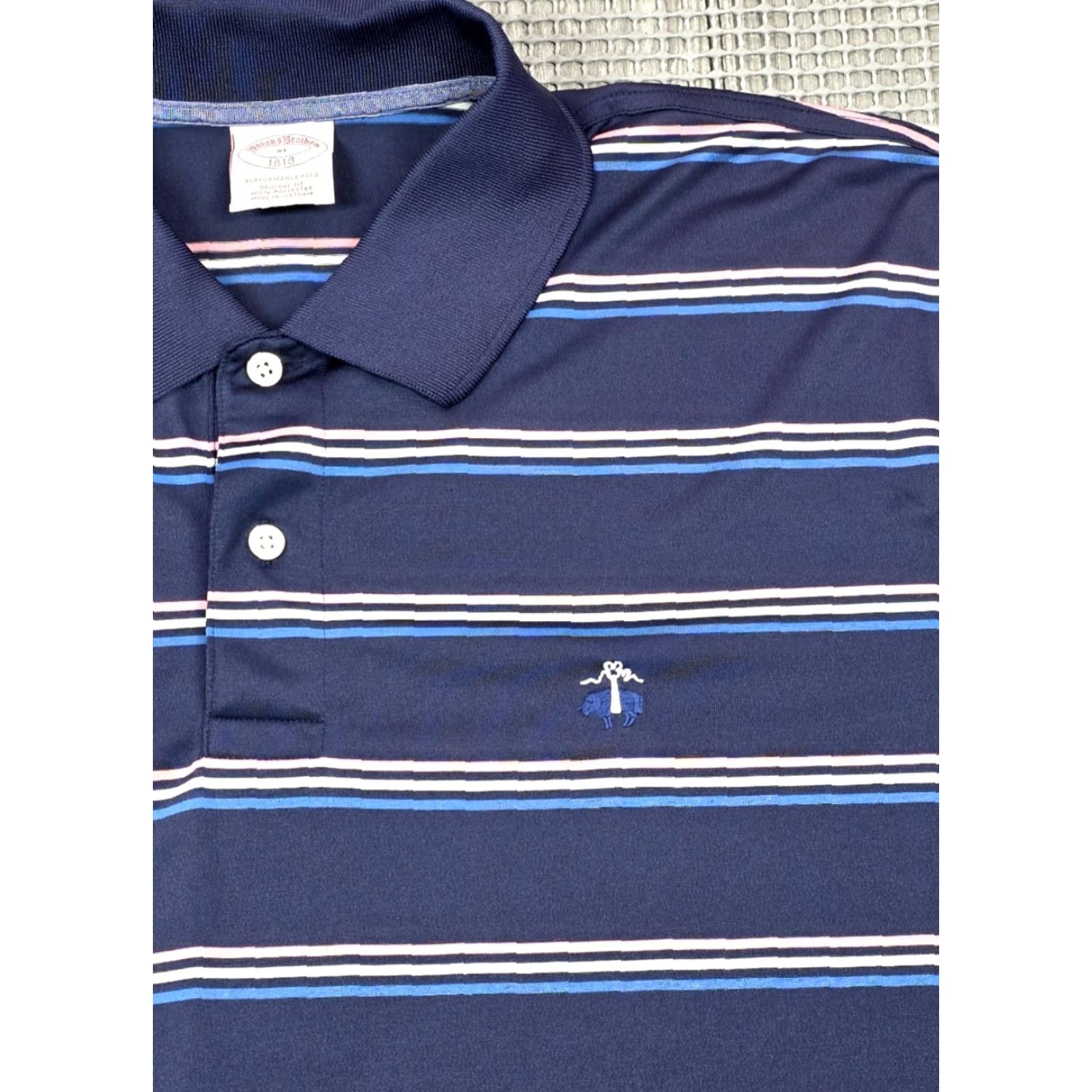 Brooks Brothers Brooks Brothers Polo Shirt XL Blue Stripe Performance Short Sleeve Golden Fleece Mens Polo Size US XL / EU 56 / 4 - 3 Thumbnail