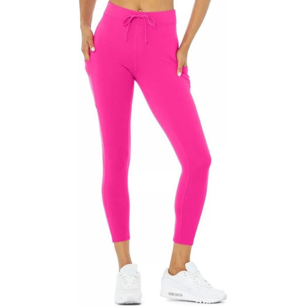 Alo Yoga 7/8 High-Waist Checkpoint Legging Drawstring Pink M