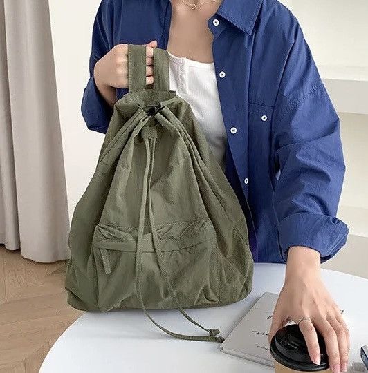 Japanese Brand Streetwear Nylon Lightweight Drawstring Backpack Size ONE SIZE - 4 Thumbnail