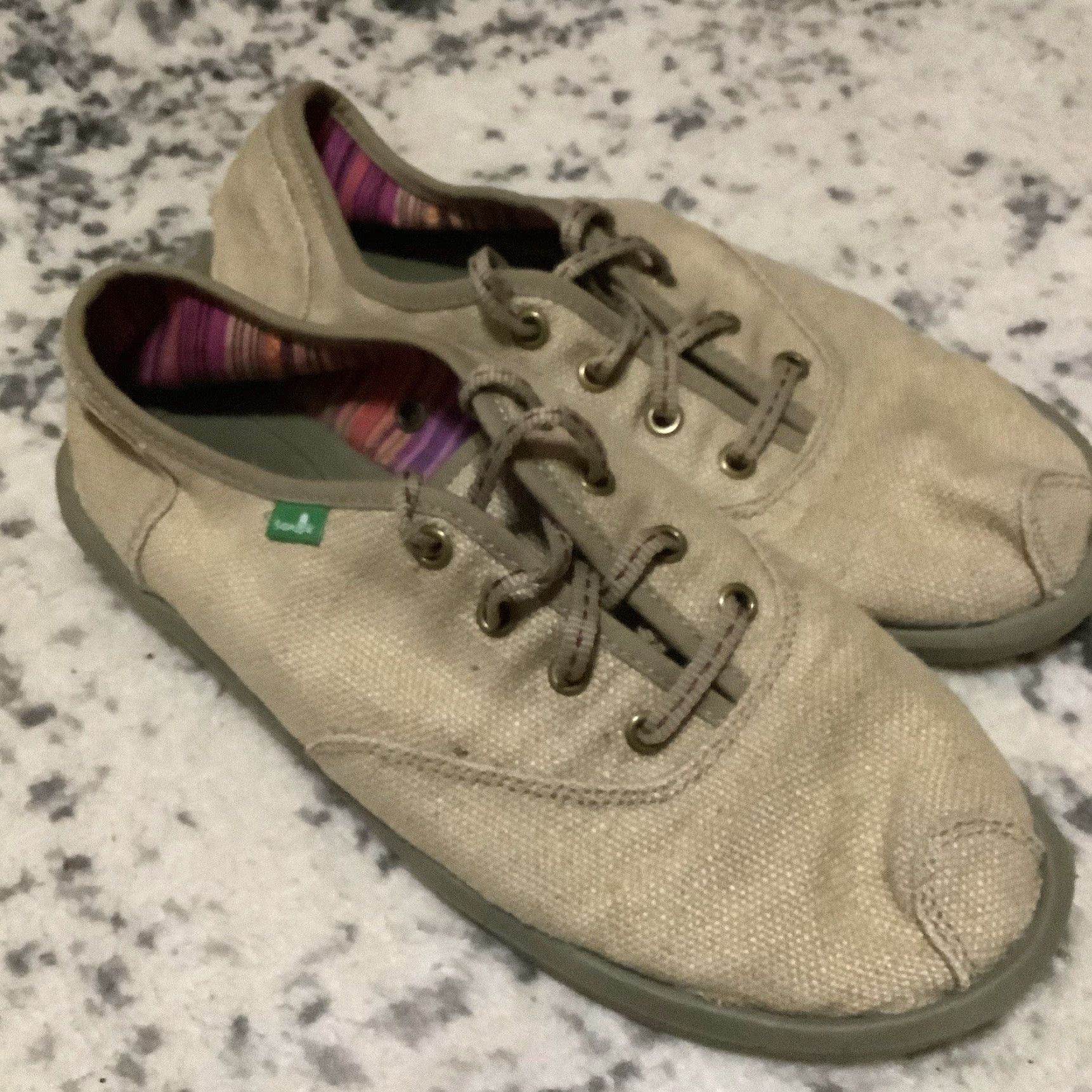 Sanuk Sanuk Casual Sneaker Tie Shoe Sz 10 Women's Beige Canvas Low Top Flat Lace Up Lake Shoes Size L / US 10 / IT 46 - 4 Thumbnail