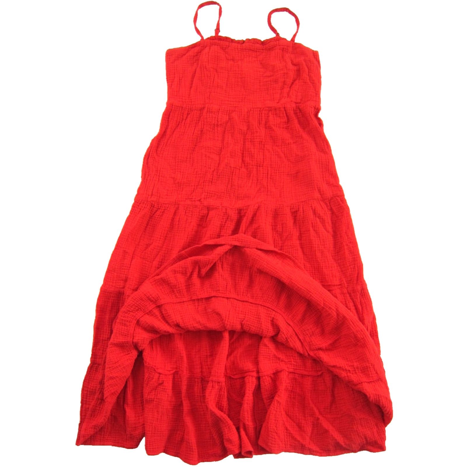 Vintage Knox Rose 100% Cotton Gauze Red Long Maxi Tank Slip Sun Dress Large Size L / US 10 / IT 46 - 5 Thumbnail
