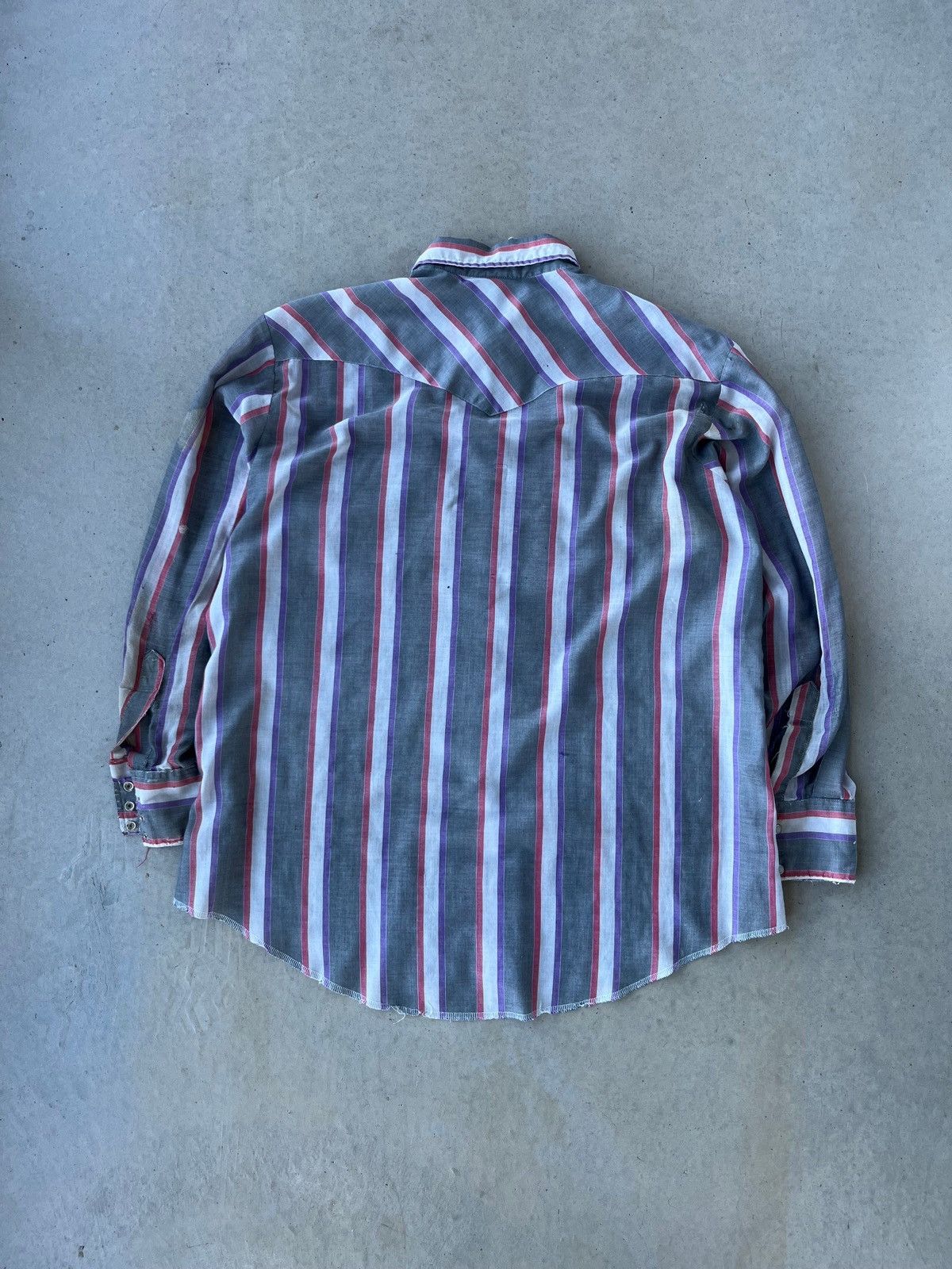 Vintage Vintage 1980s Striped Pearl Snap Thin Button Up Shirt Size US XL / EU 56 / 4 - 2 Thumbnail