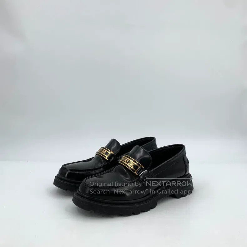 Dior Dior Black logo letter metal buckle leather casual loafers Size US 5.5 / IT 35.5 - 1 Thumbnail