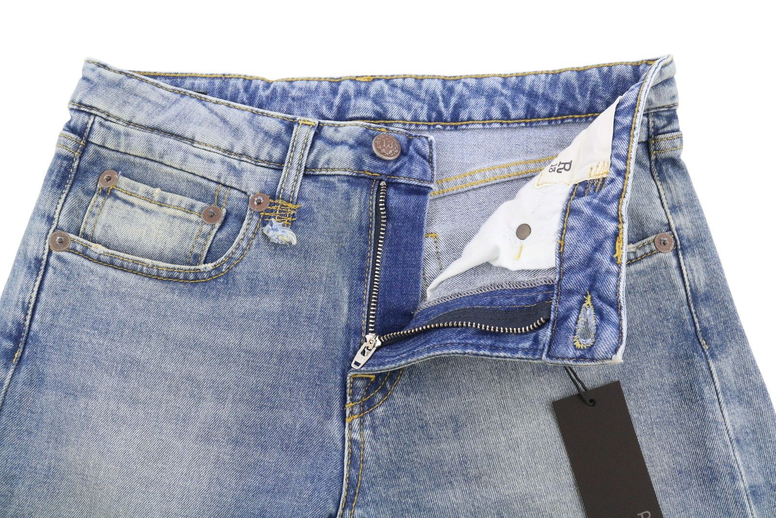 R13 BOY STRAIGHT W RIPS 27 Jasper Stretch Low Rise Blue 87167 Size 27" / US 4 / IT 40 - 5 Thumbnail