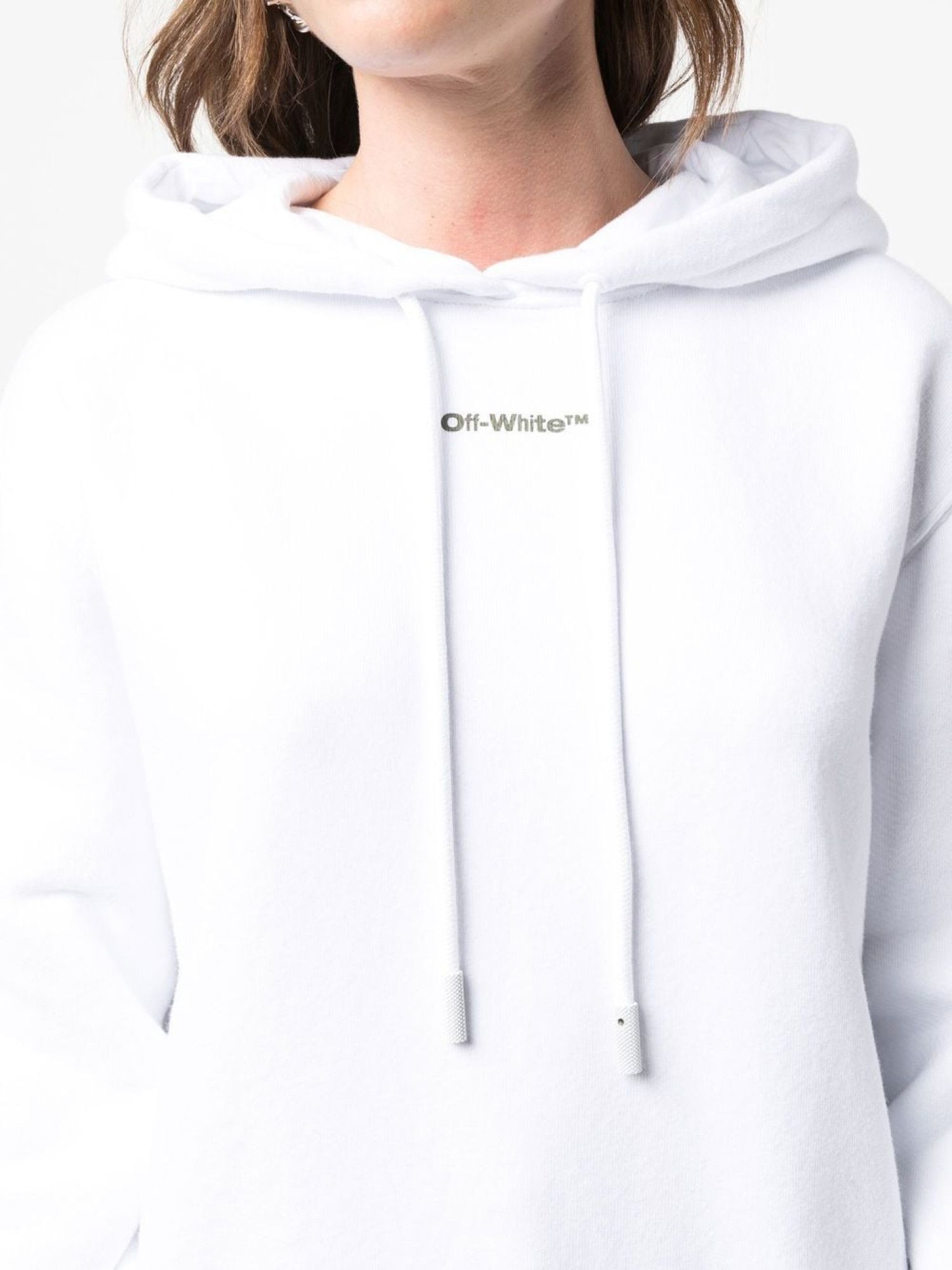 Off-White o1gr1nt0125 Flock Chine Flower Arrow Hoodie in White Size XS / US 0-2 / IT 36-38 - 5 Thumbnail