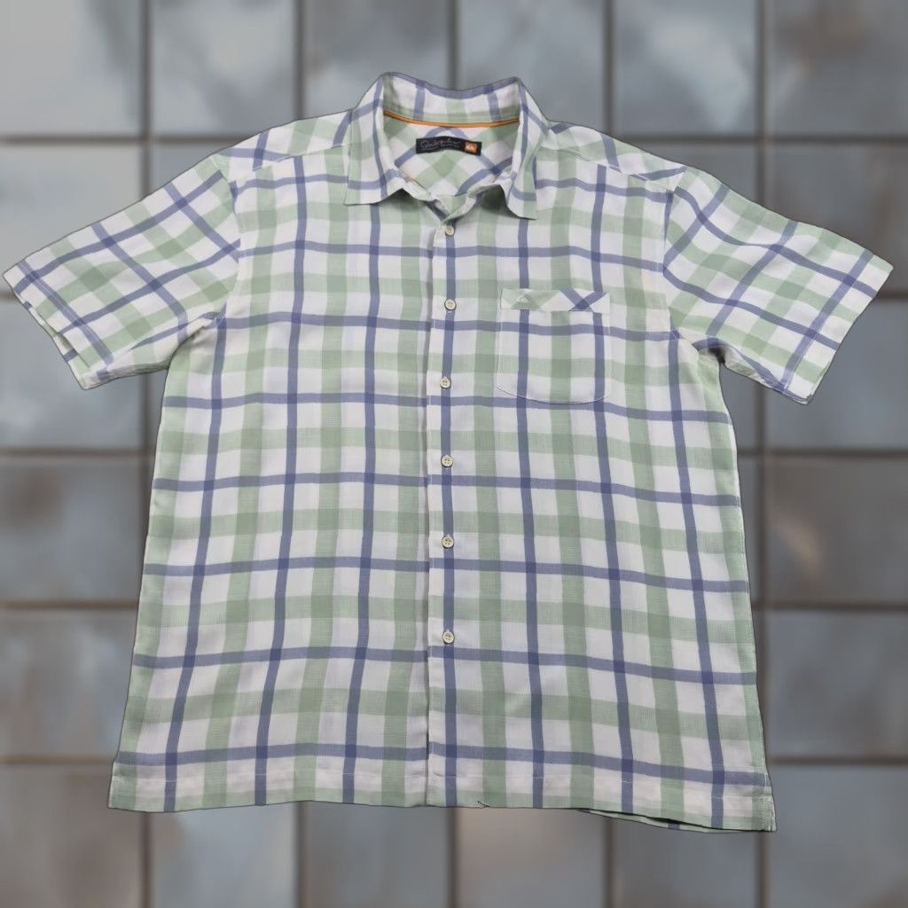 Quiksilver Quiksilver Waterman Shirt Mens Large Green Plaid Short Sleeve Button Up Casual Size US L / EU 52-54 / 3 - 1 Thumbnail