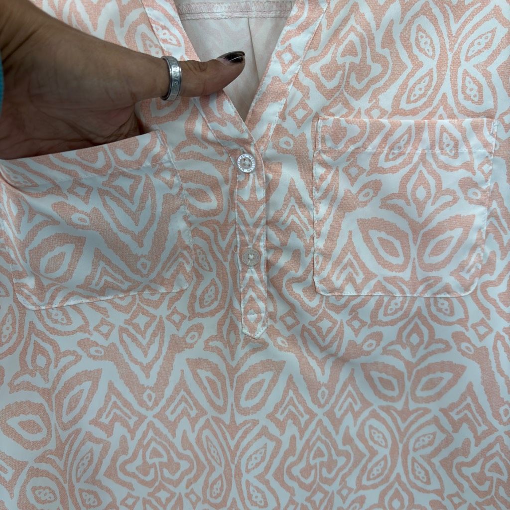 Other Magellan Classic Fit Henley Fish Gear Long Sleeve Top Orange White Medium Preppy Size M / US 6-8 / IT 42-44 - 6 Thumbnail