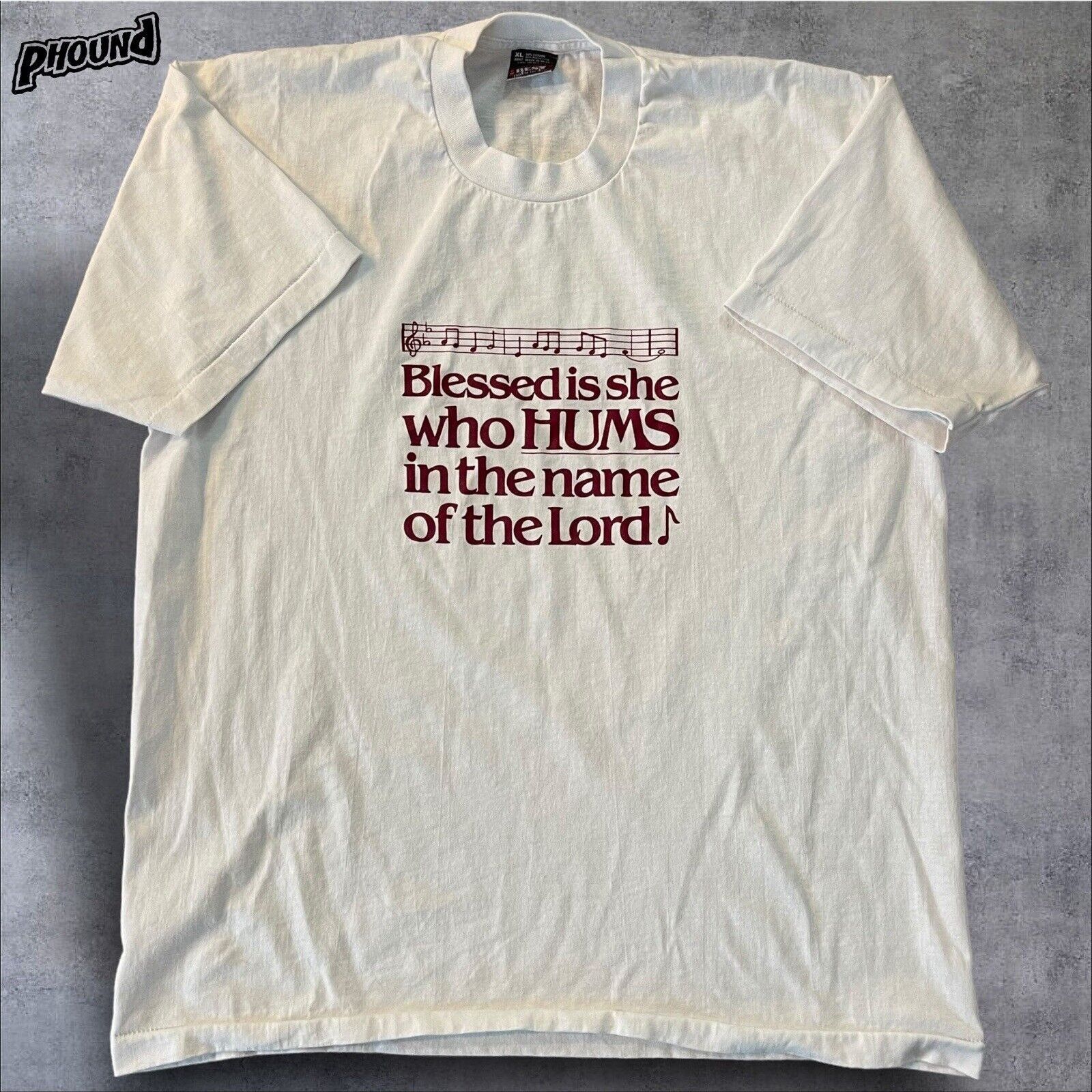 Fruit Of The Loom Vtg Blessed Is She Who Hums SIZE XL 50/50 XXX Humor NYHC Size US XL / EU 56 / 4 - 1 Thumbnail