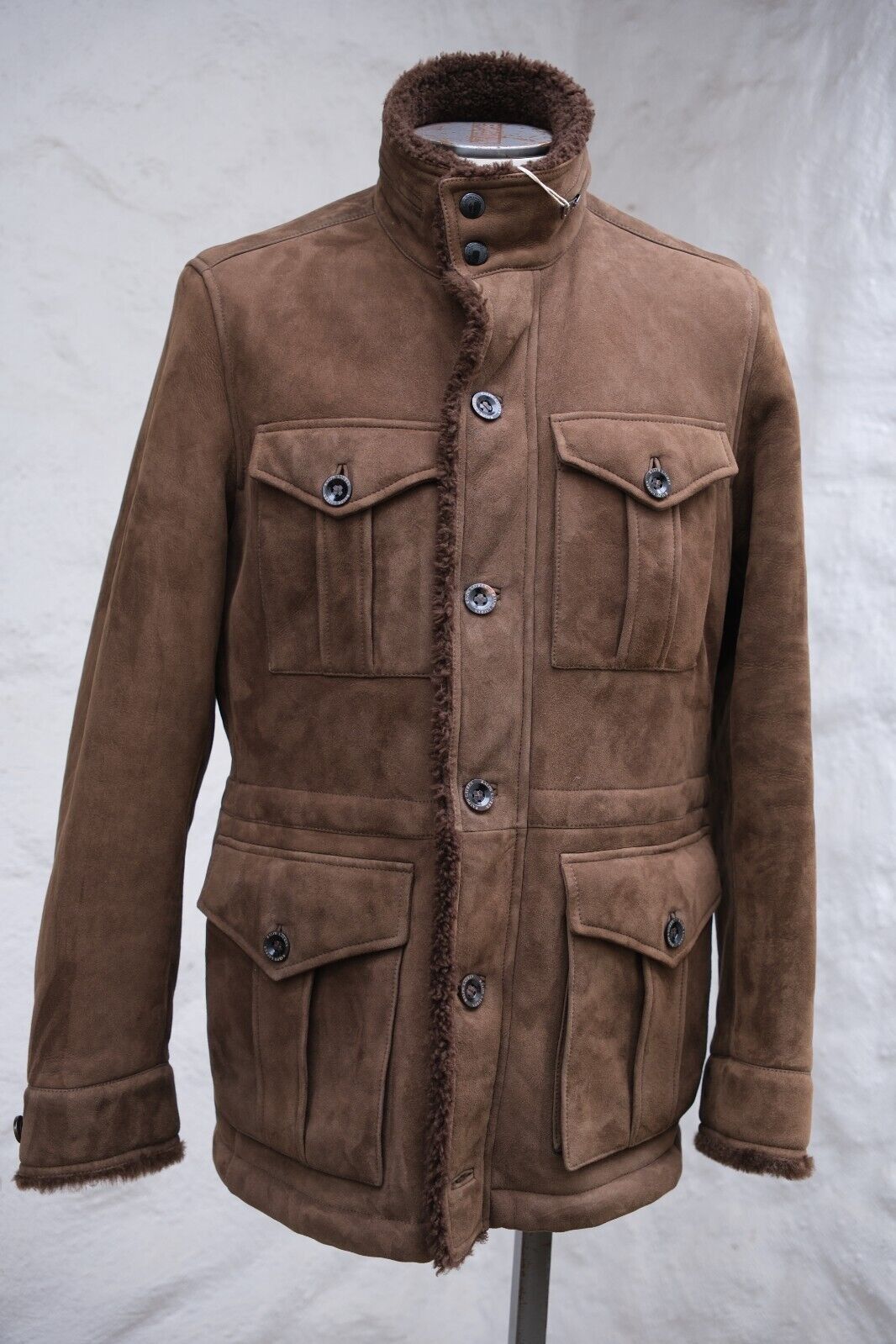 image of New Ralph Laurent Purple Label Shearling Leather Brown Field, Men's (Size Medium)