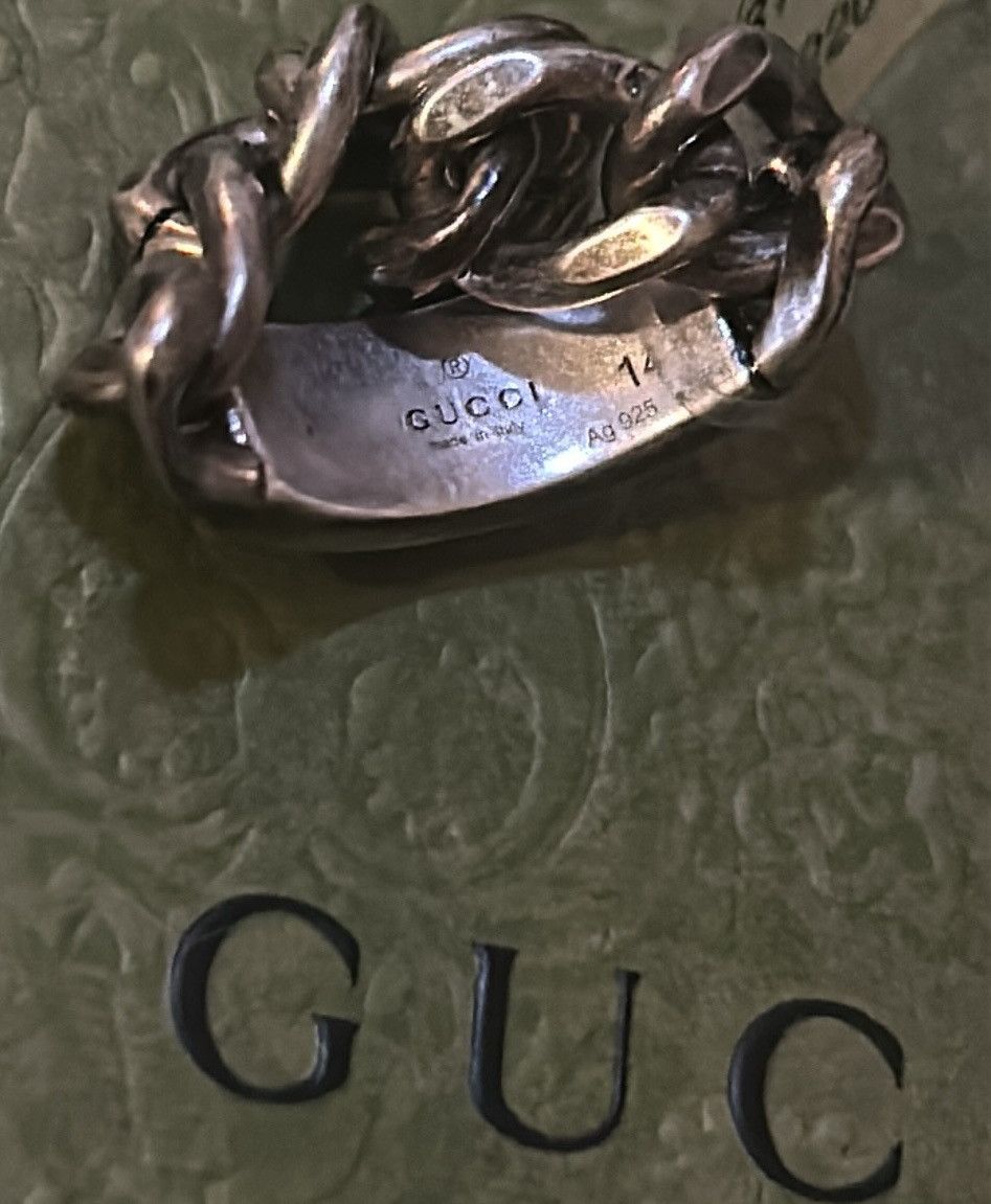 Gucci Gucci Enamel Tag Chain Ring Black Ag 925 Size ONE SIZE - 5 Thumbnail