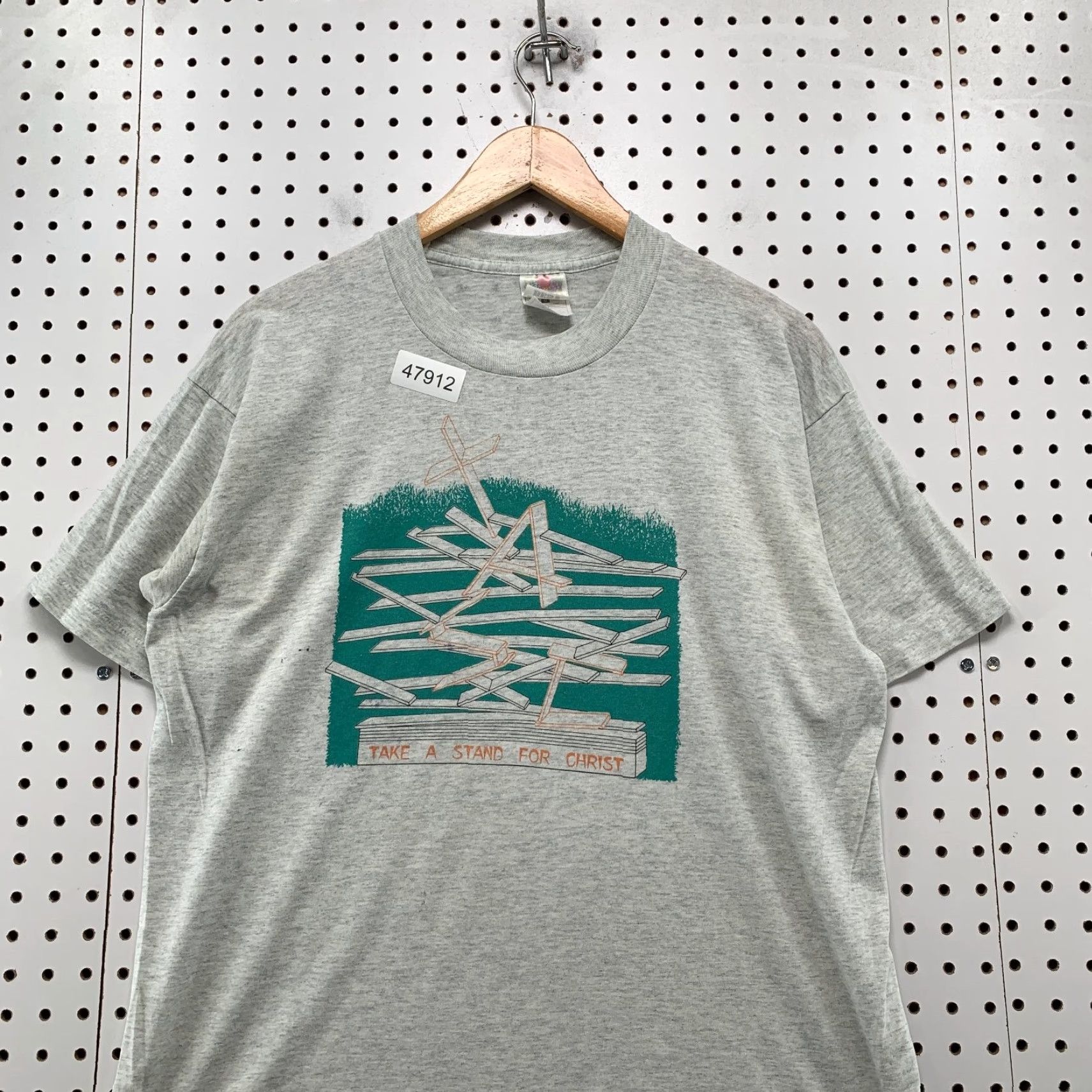 Fruit Of The Loom VINTAGE Jesus Religious T Shirt Mens L Take Stand For Christ Staten Island Shirt Mens L Beige 90s Summer 1990s Cotton Graphic Print"} Size US L / EU 52-54 / 3 - 4 Thumbnail