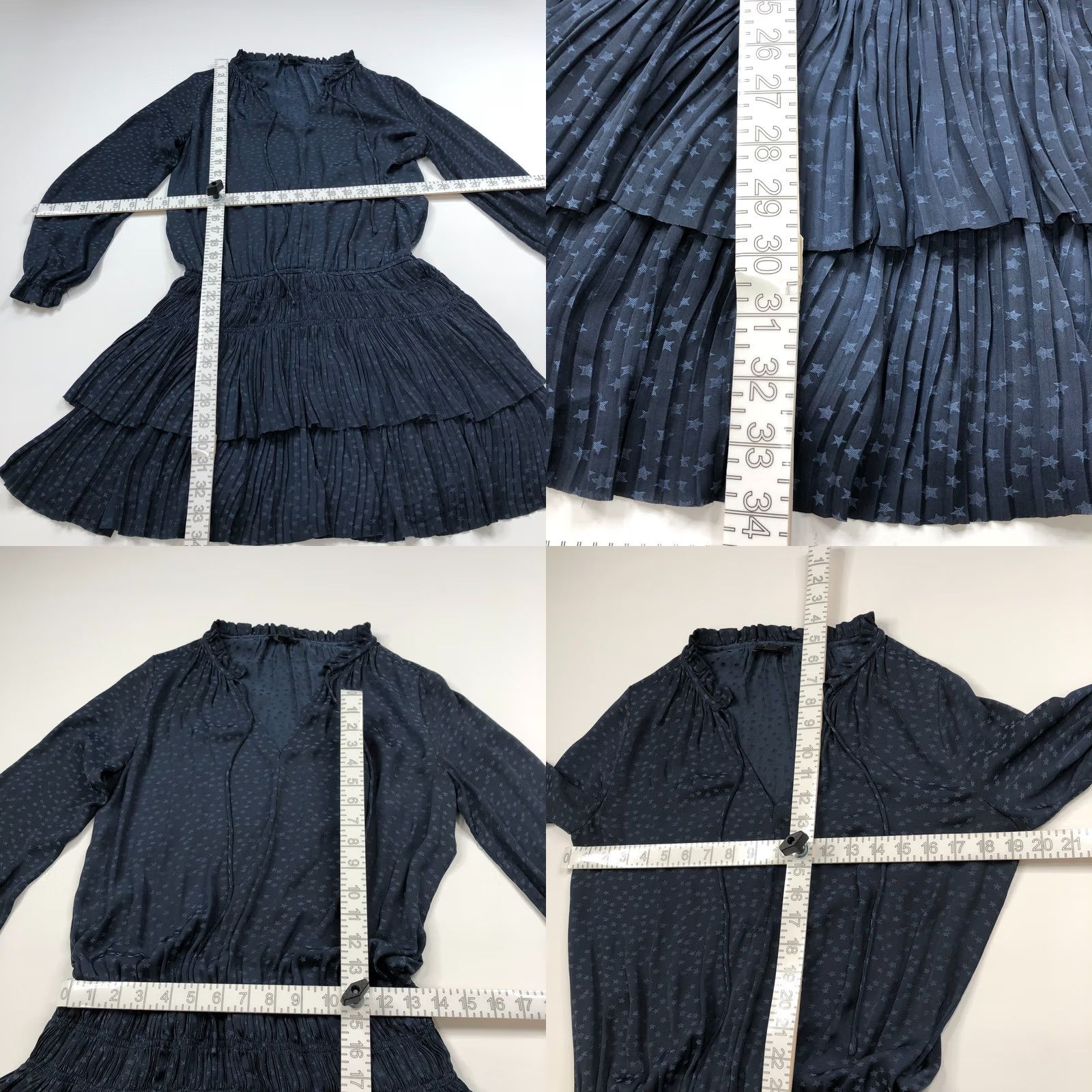 Vintage Current Air XS Dress Blouson Mini All Over Print Pleated Blue Size XS / US 0-2 / IT 36-38 - 8 Thumbnail