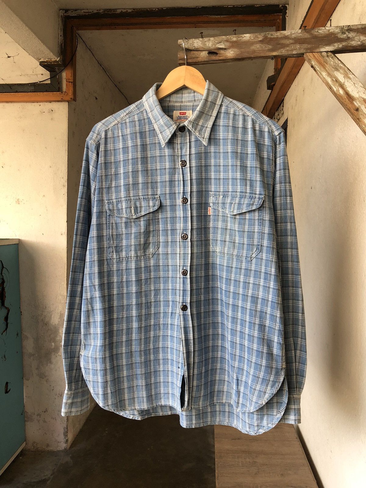 Levi's Vintage Levis Light Blue Flannel Size US L / EU 52-54 / 3 - 3 Thumbnail