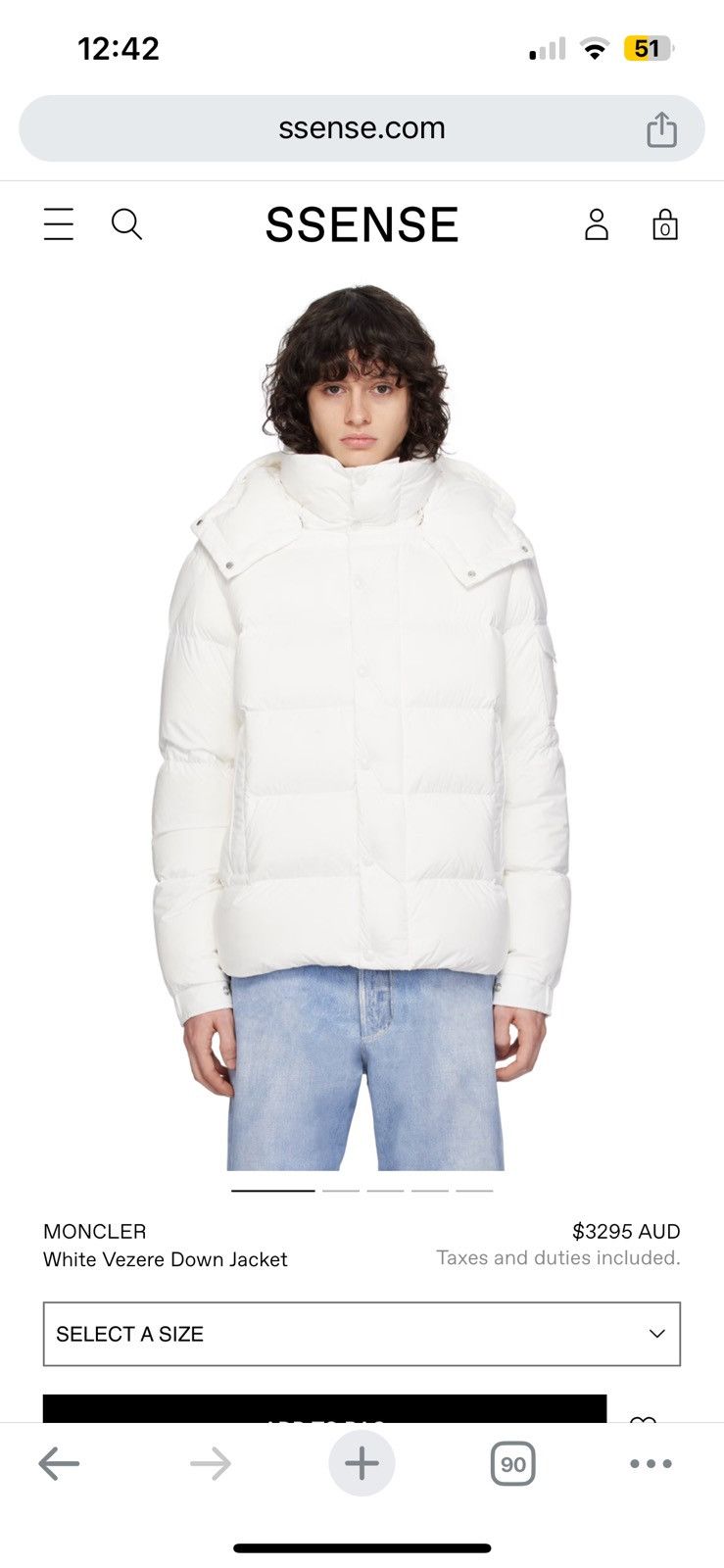 Moncler Moncler White quilted down jacket Size L / US 10 / IT 46 - 3 Thumbnail
