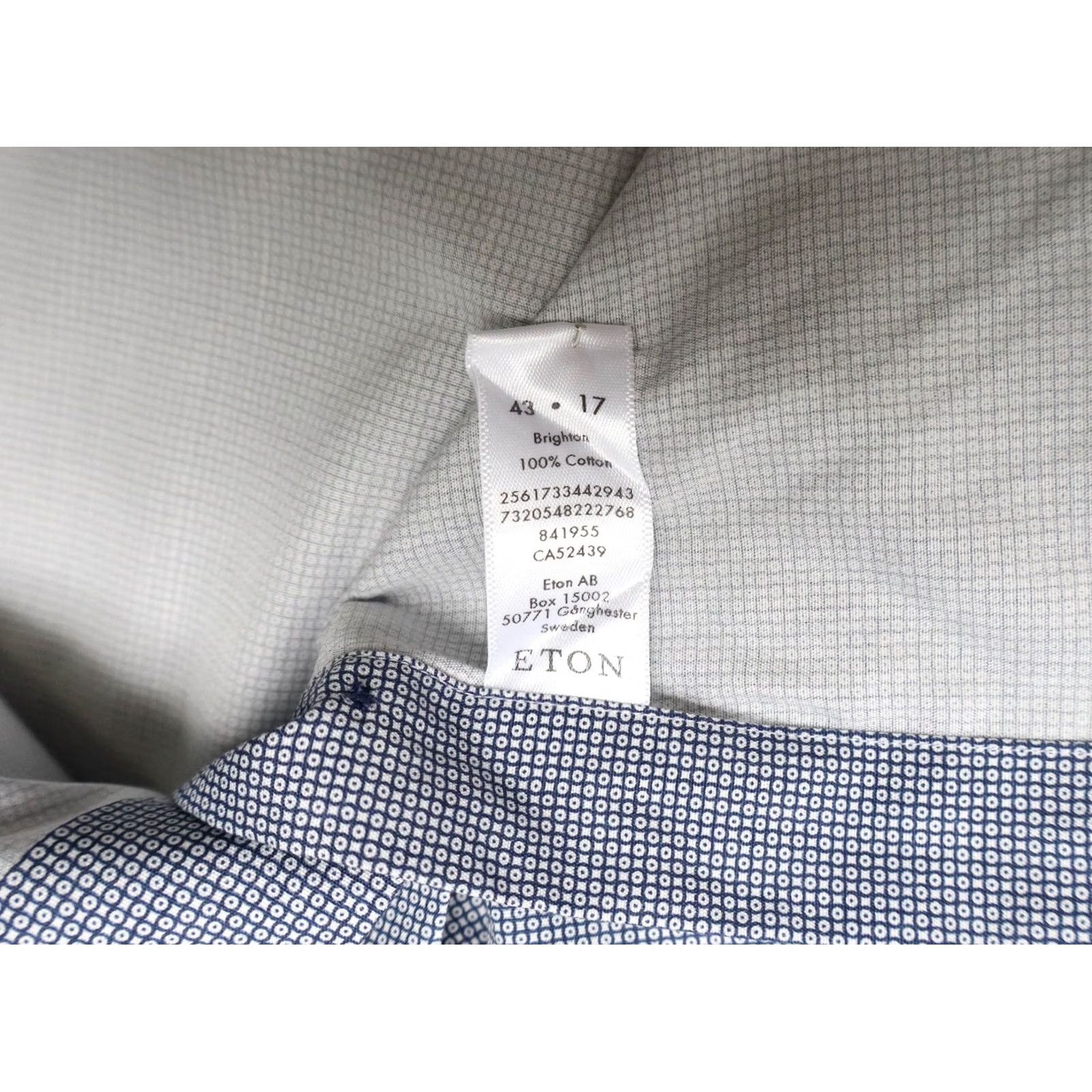 Eton ETON Contemporary Blue Patterned Cutaway Button Up Shirt Men's 43 / 17 Size US XL / EU 56 / 4 - 6 Thumbnail