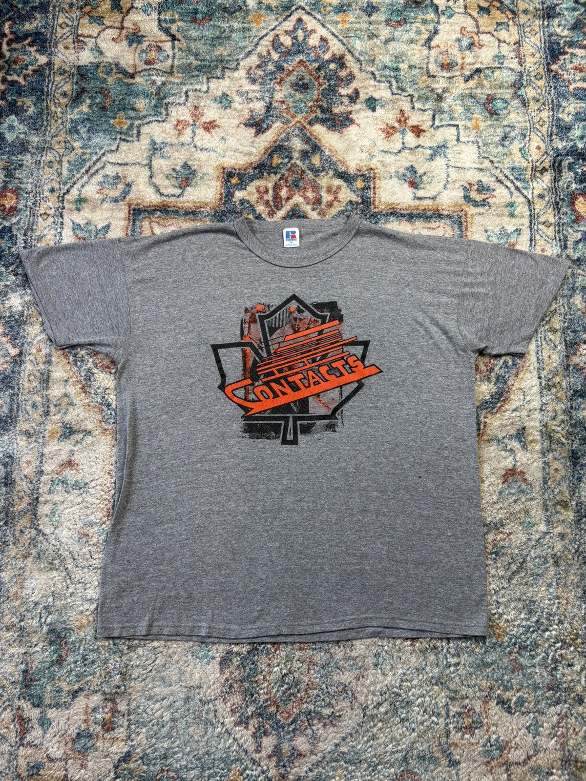 Vintage Russell Athletic Contacts Hockey T-shirt Size XL