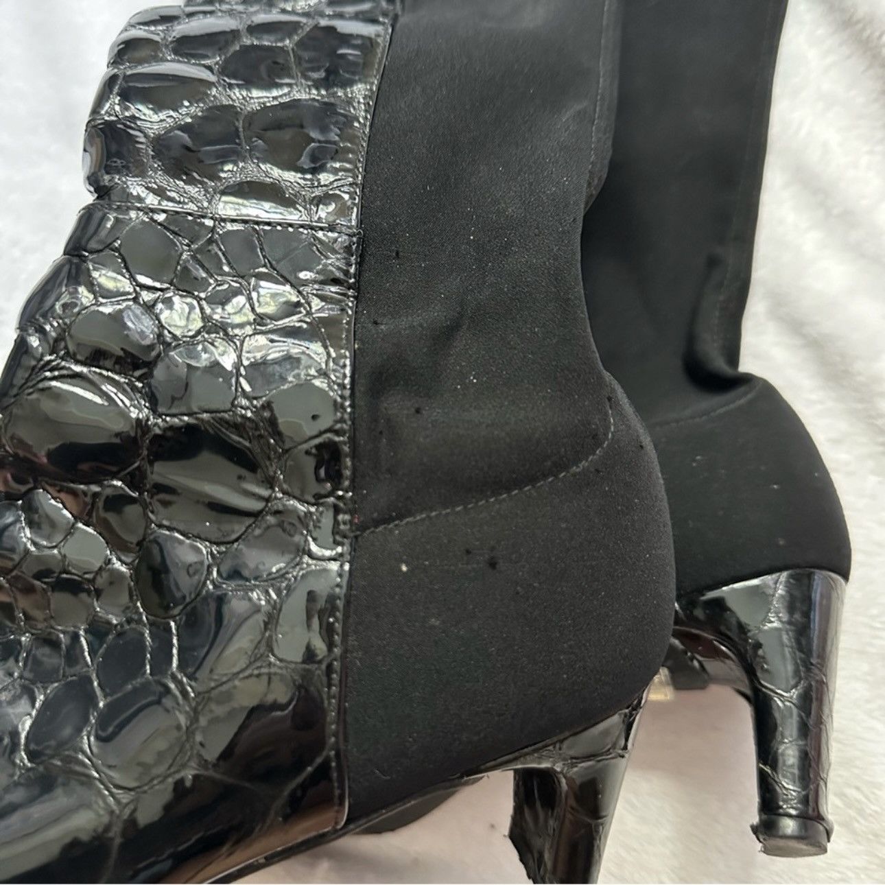 Stuart Weitzman Stuart Weitzman Croc Embossed 50/50 Patent Leather Boots Size US 7.5 / IT 37.5 - 7 Thumbnail