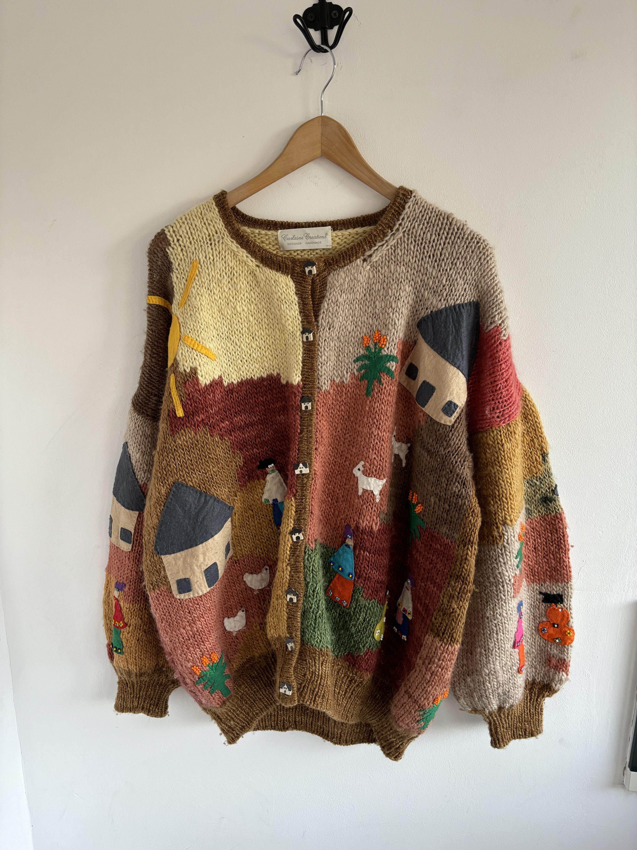 Handmade Handmade Carlaine Creations Patchwork Knit Boxy Cardigan Size US M / EU 48-50 / 2 - 4 Thumbnail