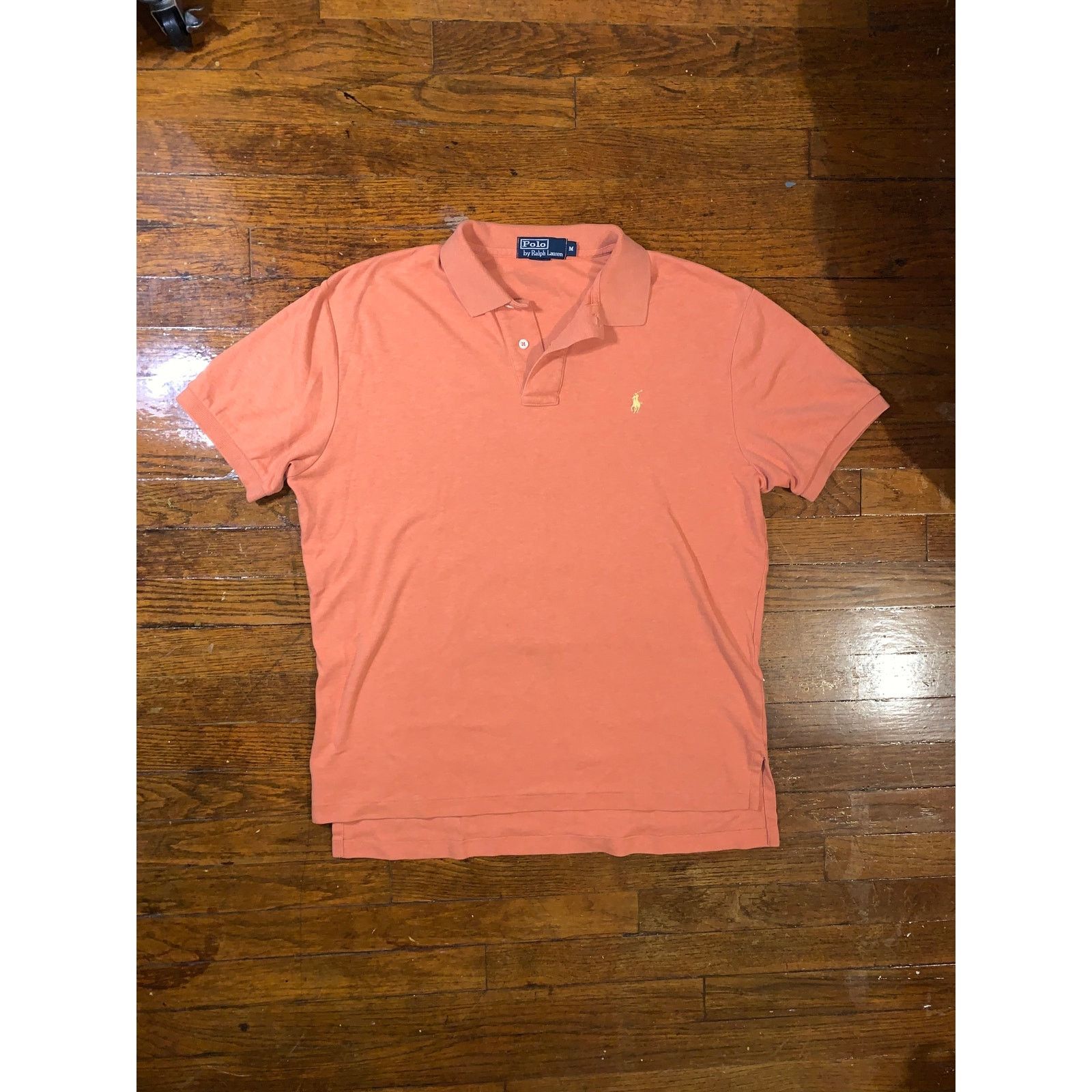 Polo Ralph Lauren Orange Polo Shirt Medium Made in Hong Kong