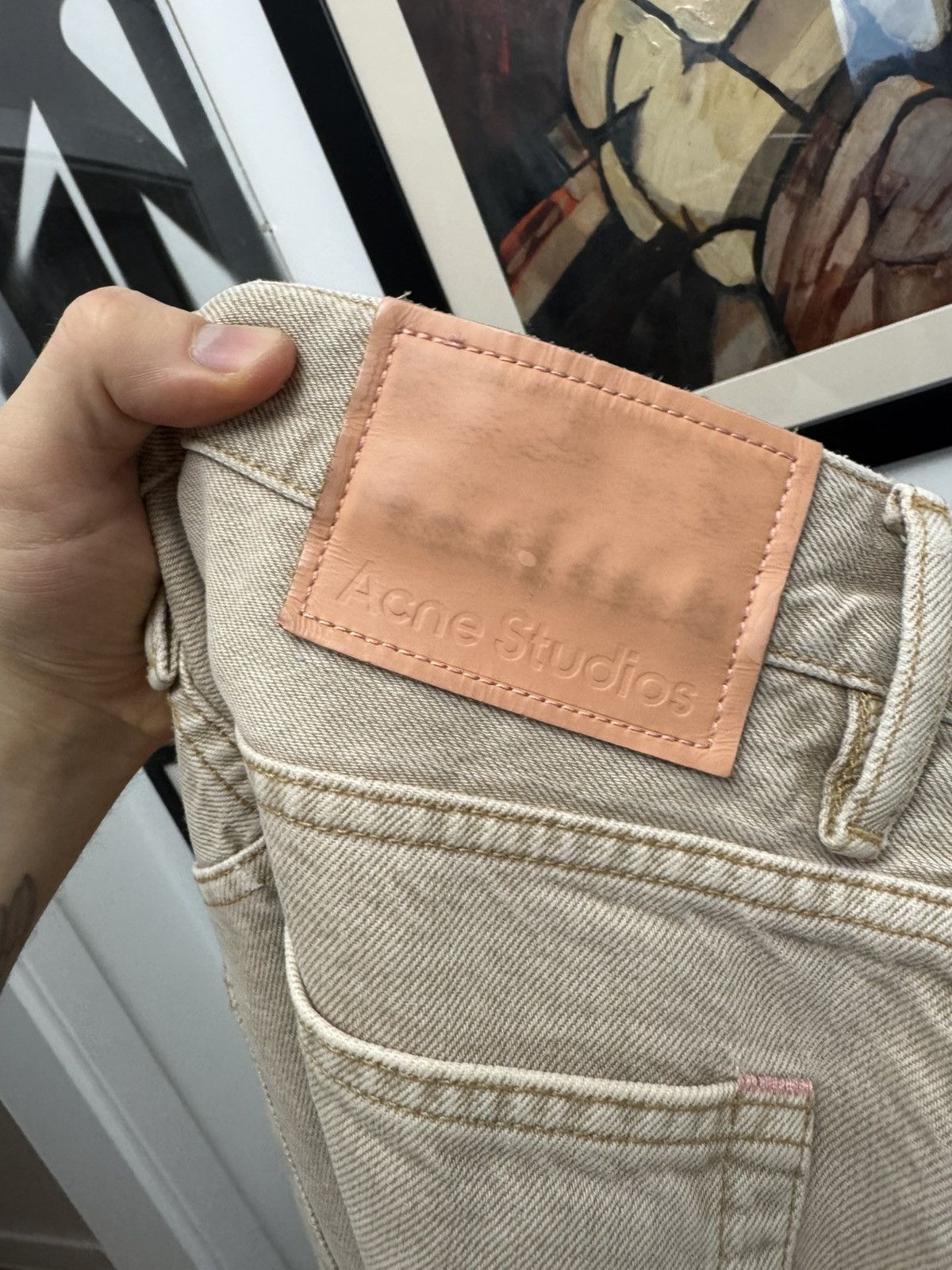Acne Studios Acne Studios Loose Fit Washed Beige Denim Jeans Distressed Size US 30 / EU 46 - 4 Thumbnail