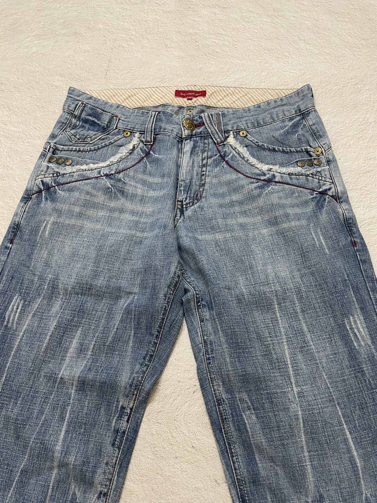 Japanese Brand 2000s anti-label Jorts Denim Mudwash Studed Jeans Y2K Japan Size US 33 - 3 Thumbnail