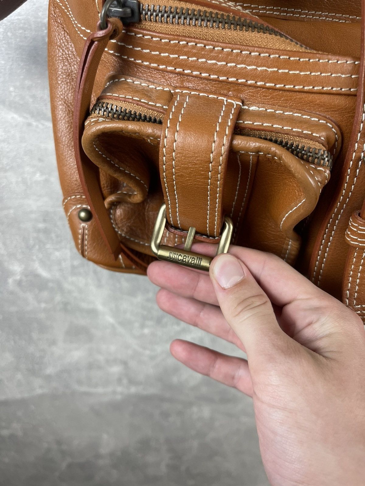 Just Cavalli × Roberto Cavalli × Vintage Just Cavalli Vintage Leather Shoulder Logo Buckle Bag Size ONE SIZE - 10 Thumbnail