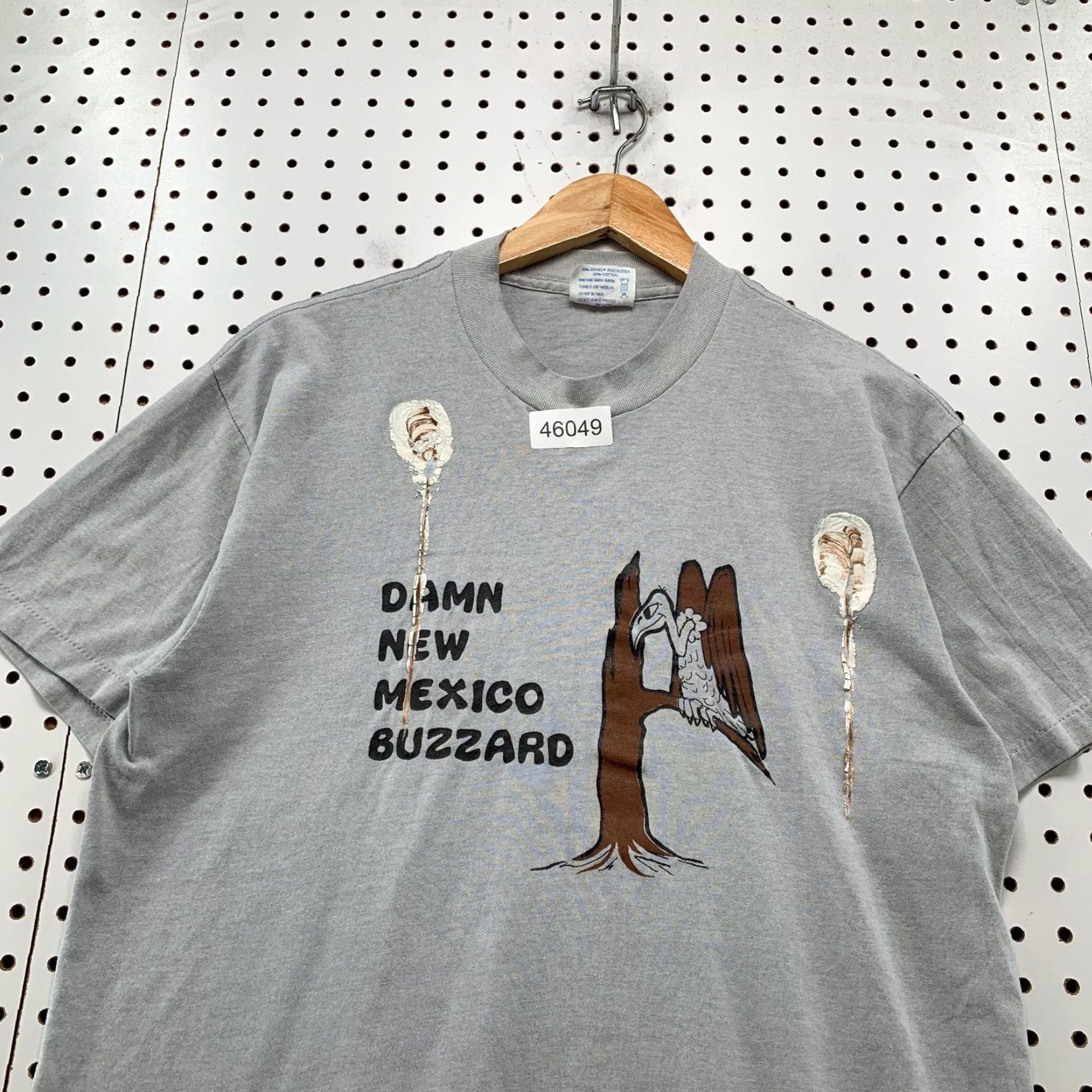 Vintage VINTAGE Funny Vulture Shirt Mens L Gray New Mexico Buzzard USA 90s Bird 80s Shirt Mens Large Gray Cotton T-Shirt Crew Neck Short Sleeve USA Size US L / EU 52-54 / 3 - 4 Thumbnail