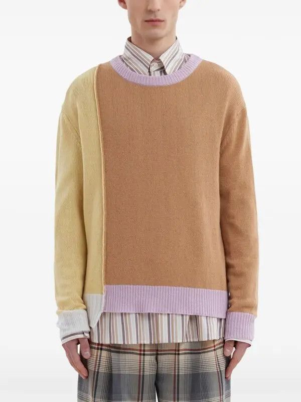 Marni o1w1db11125 Colour Block Cashmere Jumper in Brown/Beige Size US XL / EU 56 / 4 - 2 Thumbnail