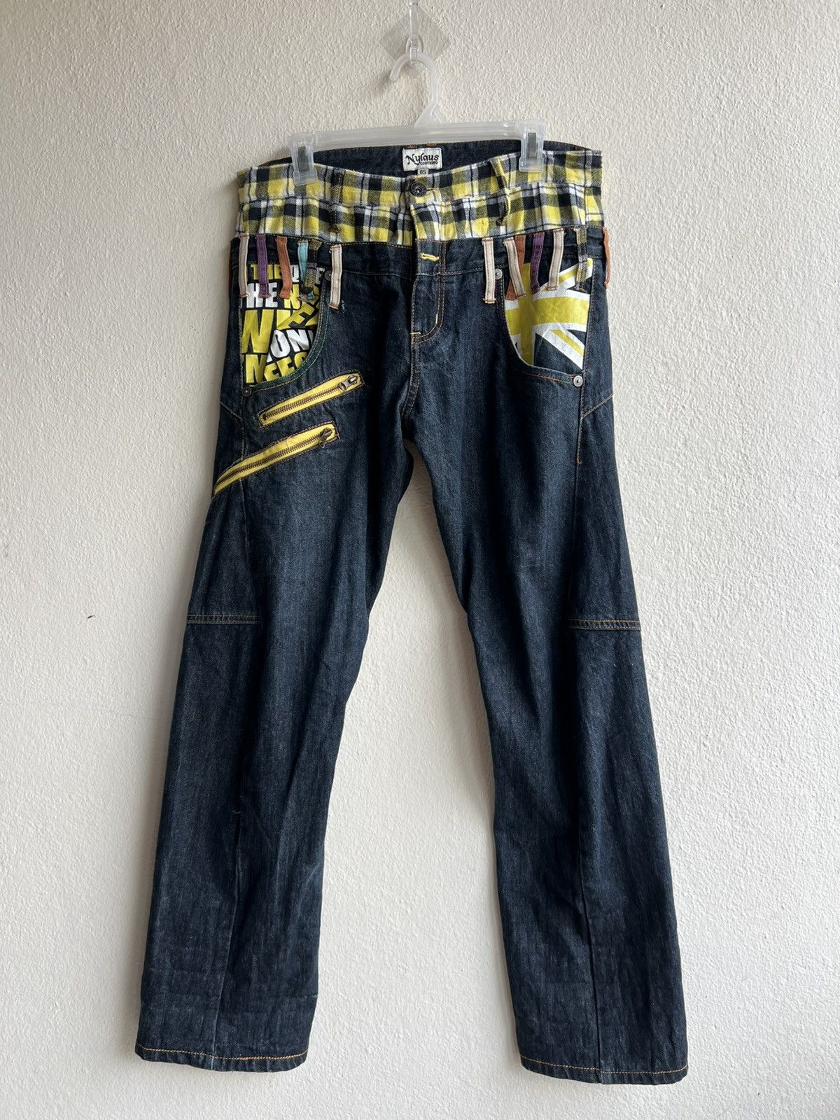 Vintage Double Waist Nylaus Clothing Japan Twisted Leg Denim Jeans Size US 31 - 20 Thumbnail