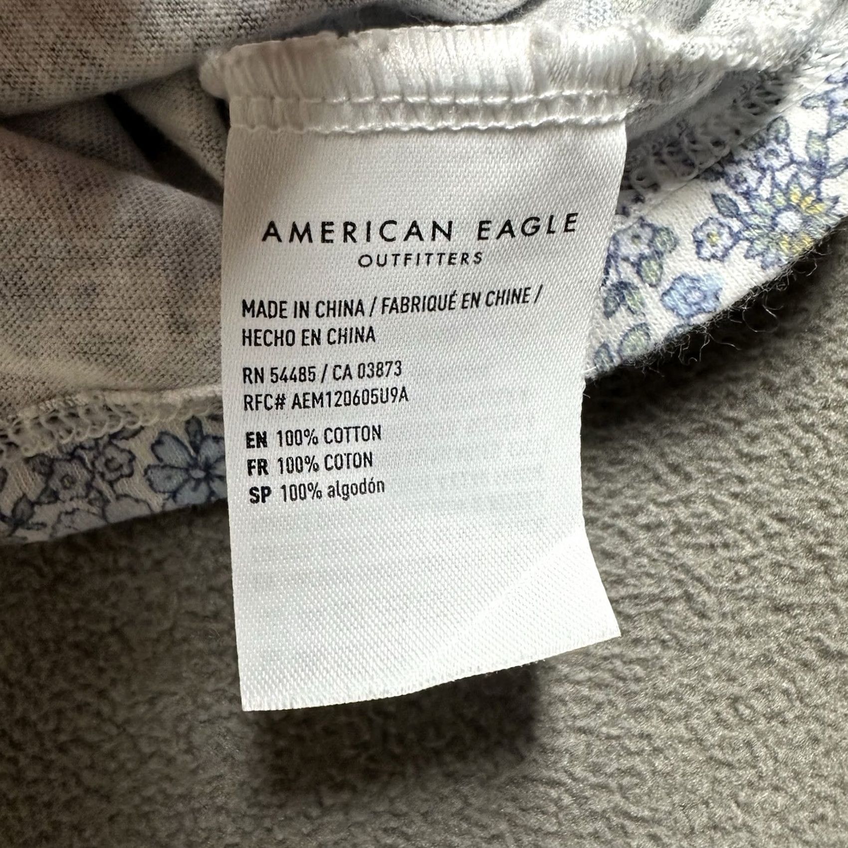 American Eagle Outfitters American Eagle Blouse Womens M Blue White Floral Print Puff Sleeve Square Neck Y2K Cottage Fairy Size M / US 6-8 / IT 42-44 - 4 Thumbnail