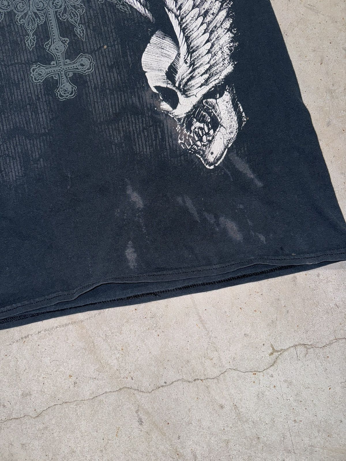 Hoodie Femme Affliction – Style Y2K, Cyber-Emo, Tie-dye Bleu, Croix Gothique, Taille S