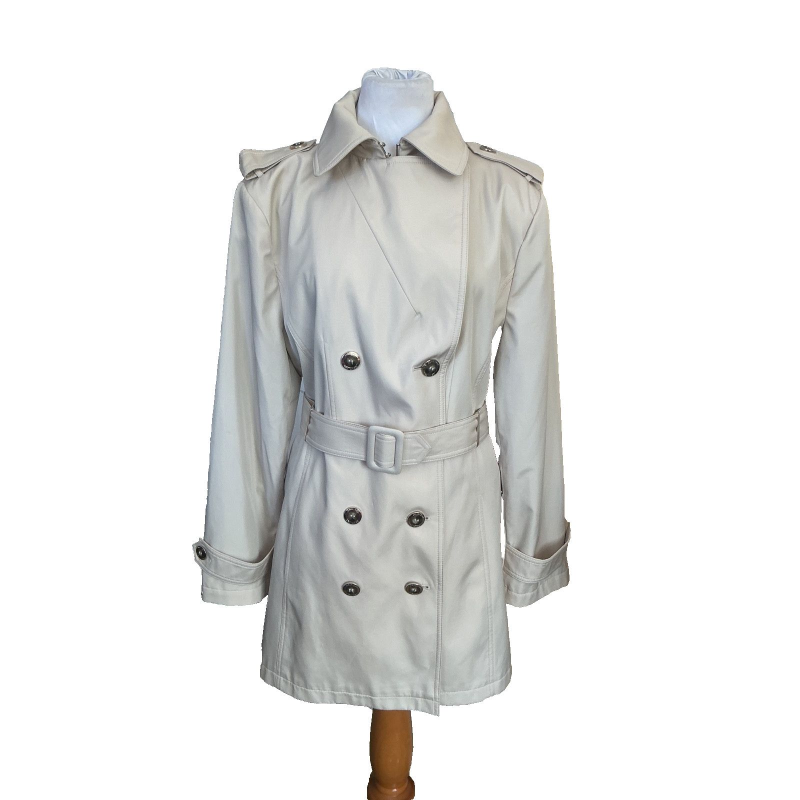 Calvin Klein CALVIN KLEIN DOUBLE BREASTED BELTED BEIGE RAIN COAT - NEW Size XL / US 12-14 / IT 48-50 - 6 Thumbnail
