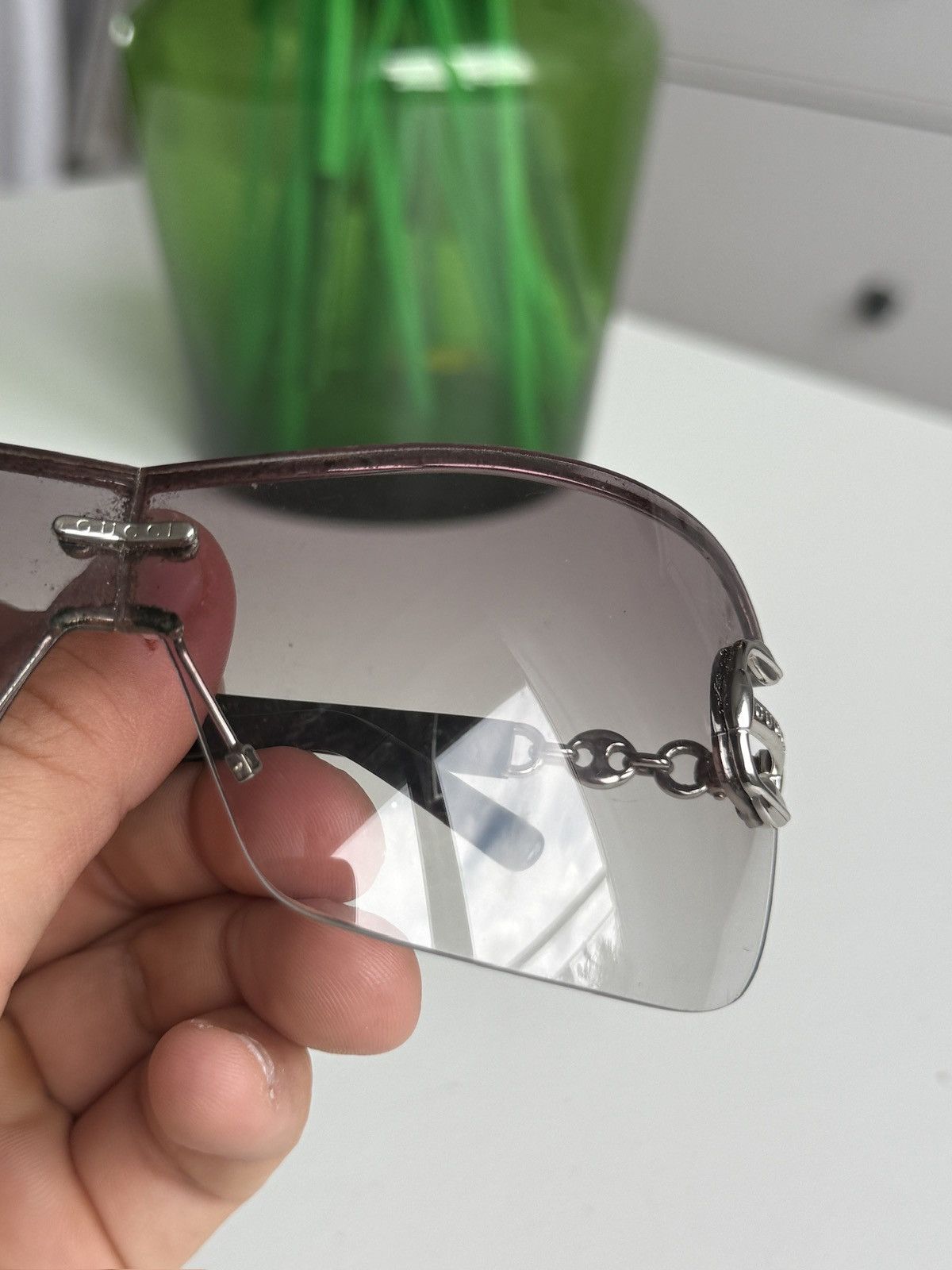 Designer Vintage y2k Gucci shield sunglasses designer avantgarde opium Size ONE SIZE - 9 Thumbnail