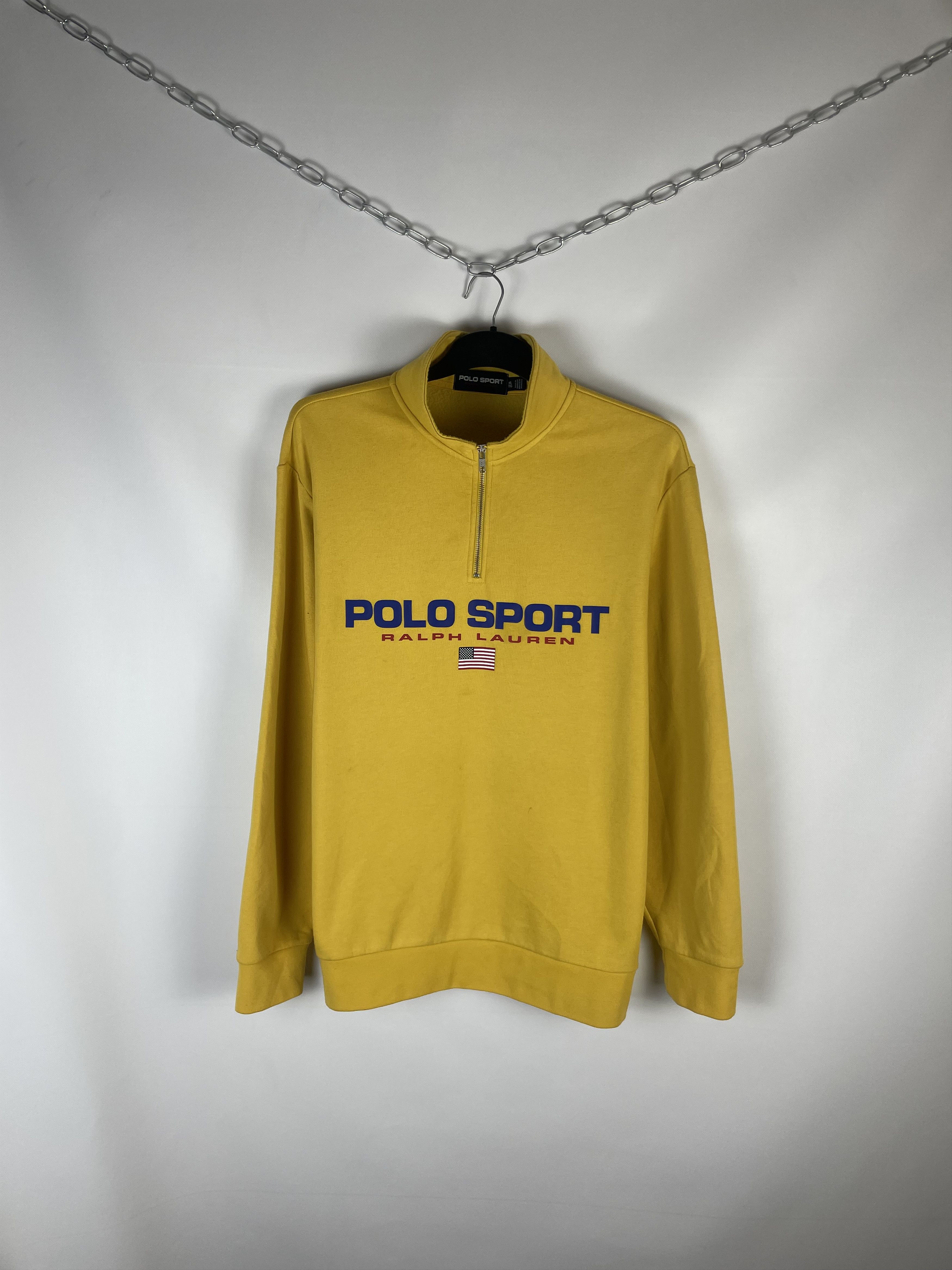 Polo Ralph Lauren Polo Sport Ralph Lauren Yellow 1/4 Zip Sweatshirt Vintage Size US XL / EU 56 / 4 - 1 Thumbnail
