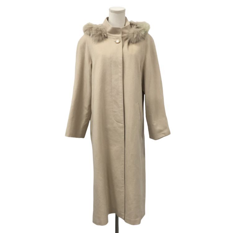 Balmain Balmain Beige Wool Cashmere Fur Trim Coat Size L Size L / US 10 / IT 46 - 1 Thumbnail