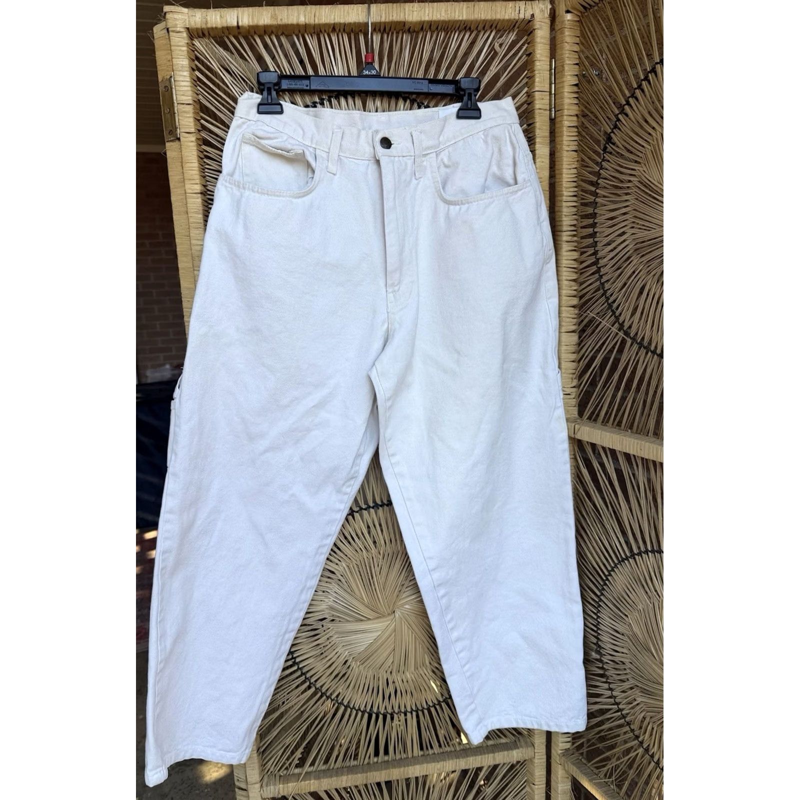 Fubu VINTAGE FUBU Jeans Hip Hop Wide-Leg Beige 36 Mens 32x28 Regular Style Relaxed Carpent er Pants Size US 36 / EU 52 - 3 Thumbnail