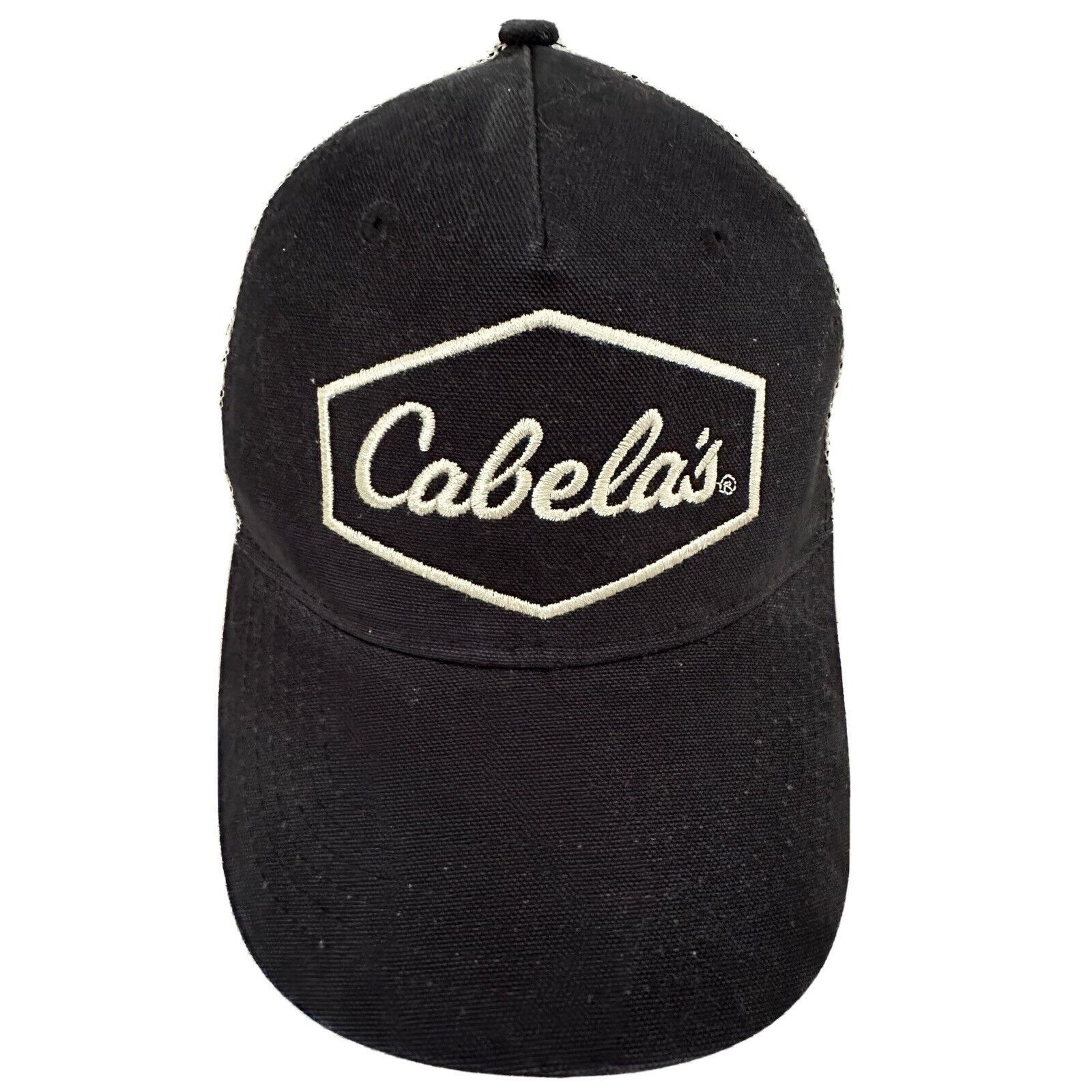 Cabelas Cabelas Logo Trucker Hat Black And Beige Mesh Snap Back One