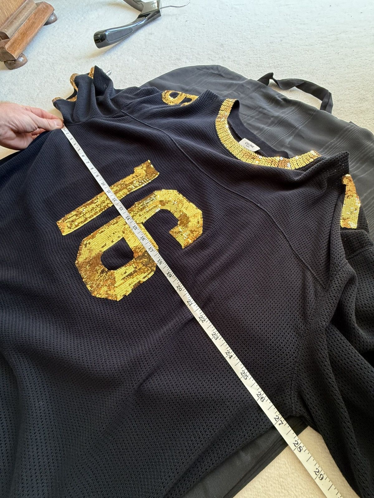 Celine $1.74k SS23 Celine 16 black gold sequin logo jersey t shirt Size US S / EU 44-46 / 1 - 6 Thumbnail