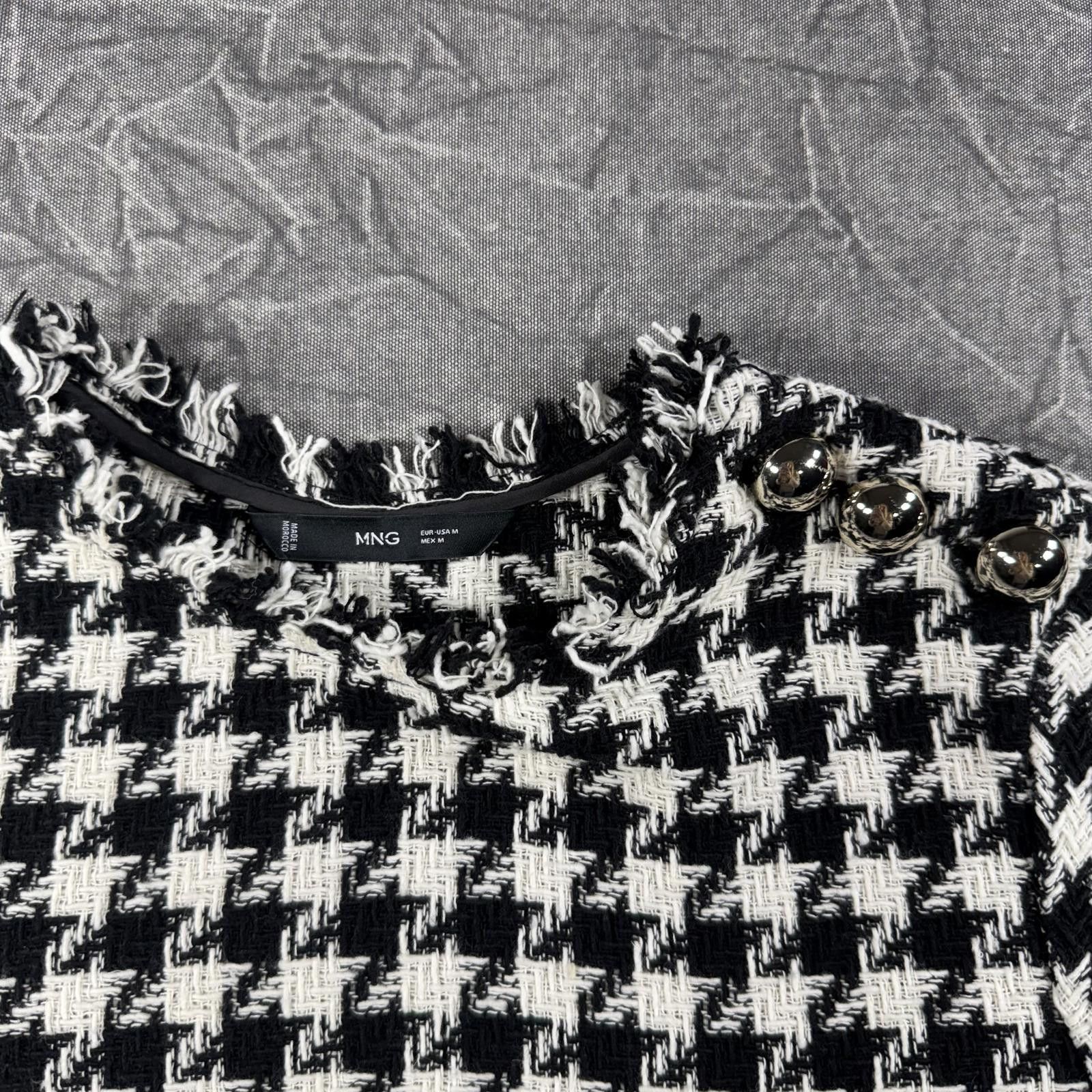 Other Mango Shirt Women's M Black White Tweed Size M / US 6-8 / IT 42-44 - 2 Thumbnail