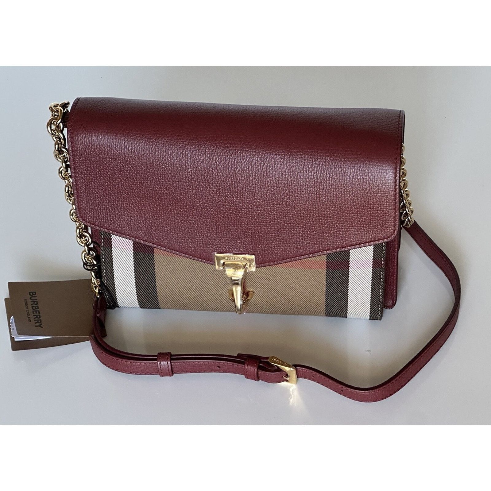 Burberry Small Macken House Check Leather Bag 8080159