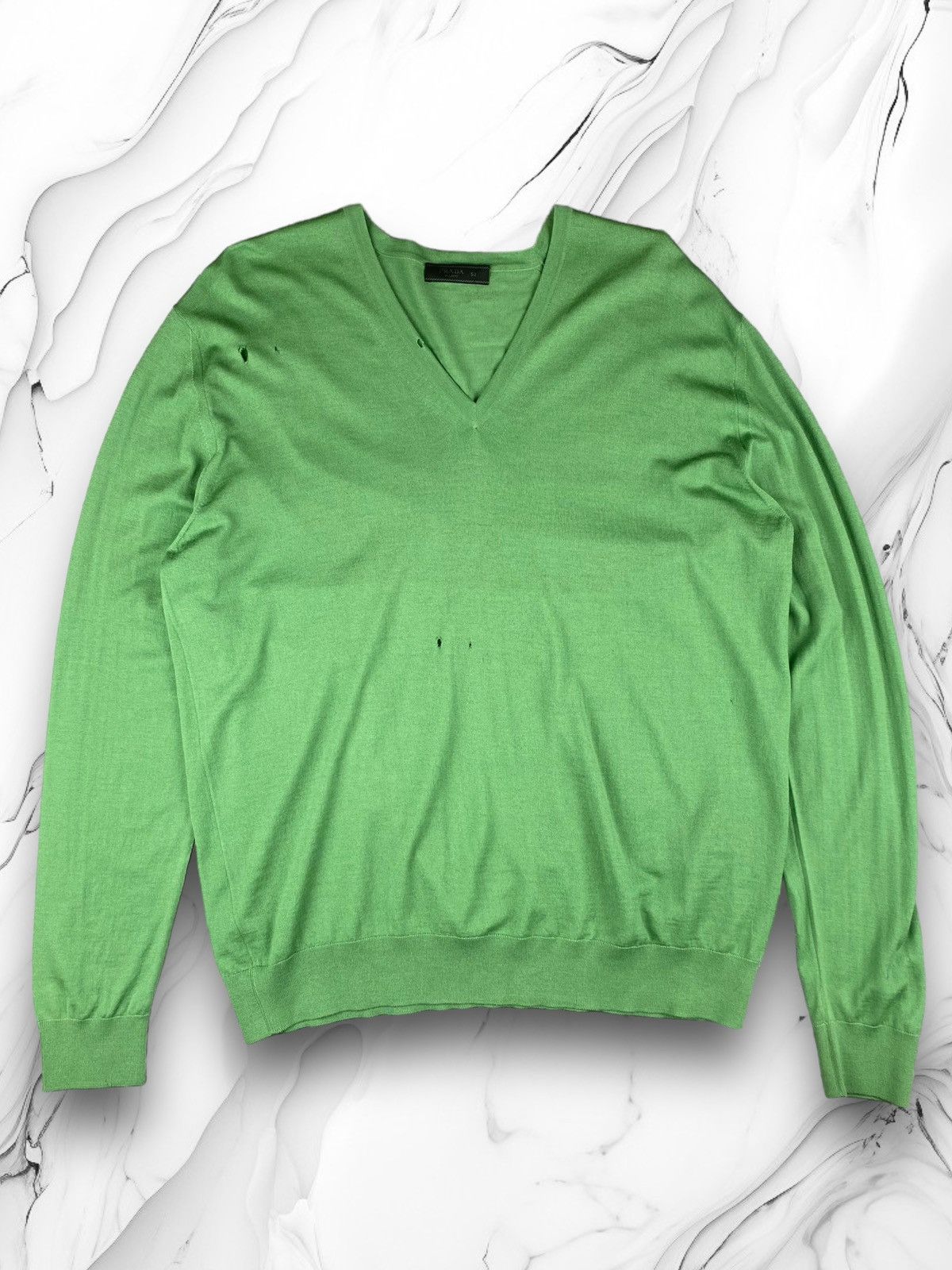 Prada Vintage Prada Distressed Jumper Sweater Pullover Size US L / EU 52-54 / 3 - 1 Thumbnail