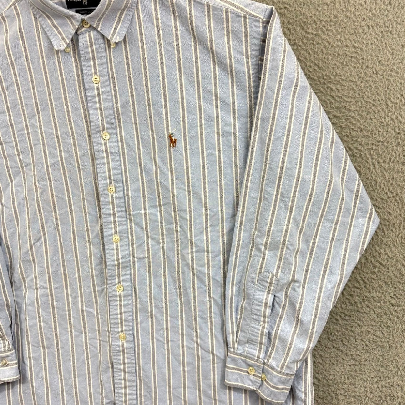Ralph Lauren Ralph Lauren Yarmouth Shirt Men XL Blue Oxford Stripe Long Sleeve Button Pony Dress Vintage Mens Size US XL / EU 56 / 4 - 6 Thumbnail